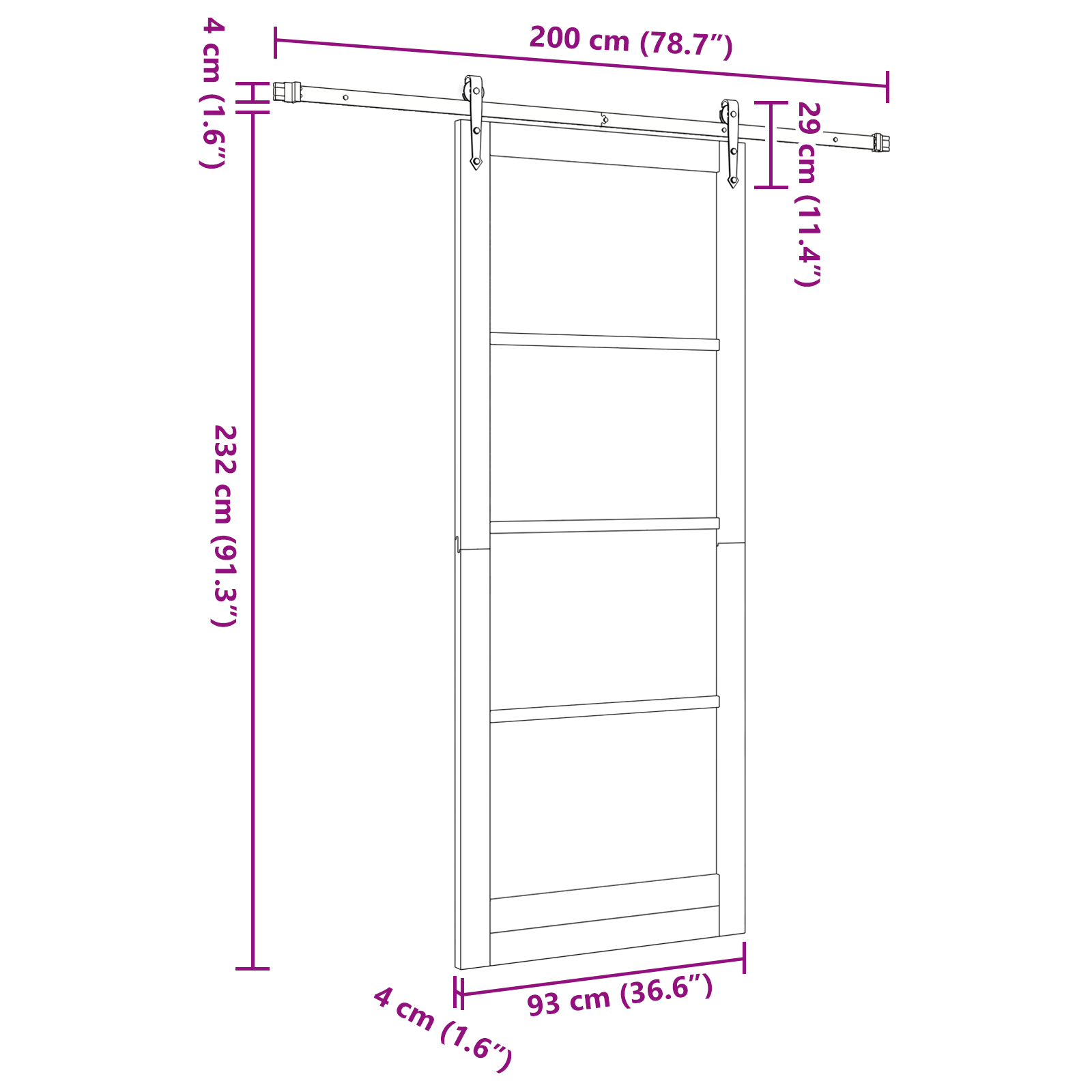 Sliding Door with Hardware Set White 93x232 cm Solid Wood Pine - Image 11