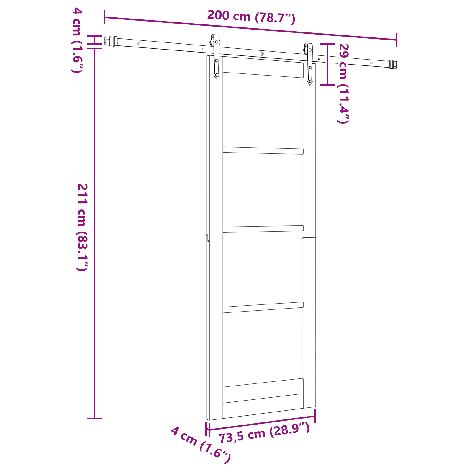 Sliding Door with Hardware Set White 73.5x211 cm Solid Wood Pine - Image 11