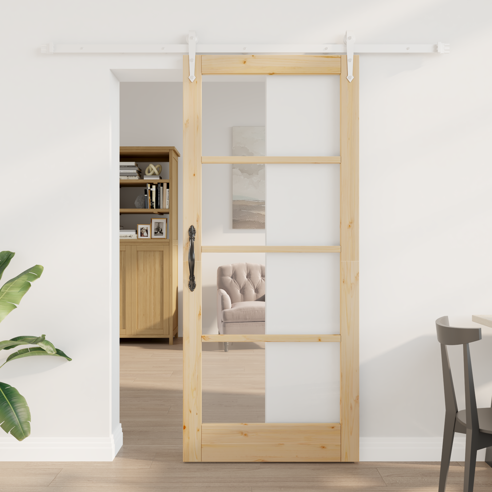 Sliding Door with Hardware Set 78x202 cm Solid Wood Pine