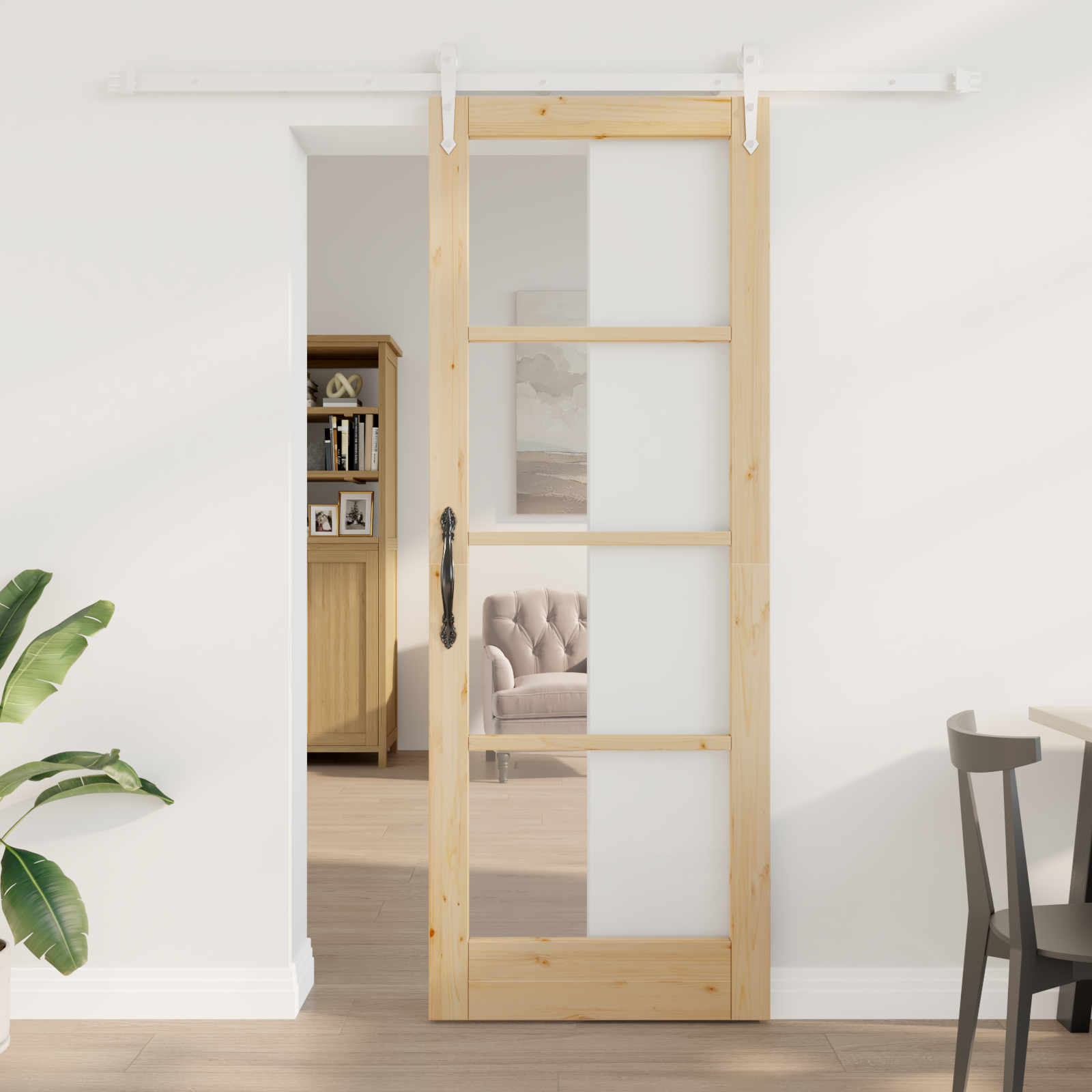 Sliding Door with Hardware Set 78x211 cm Solid Wood Pine