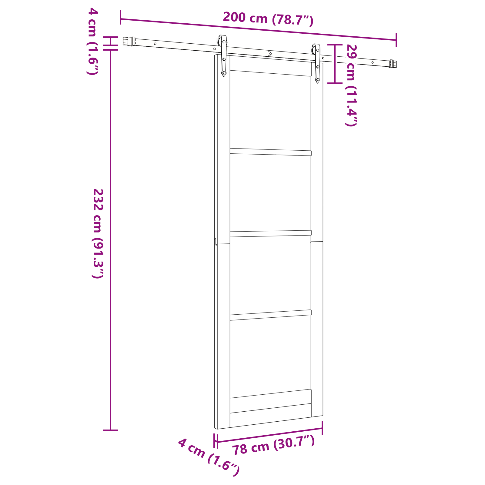 Sliding Door with Hardware Set White 78x232 cm Solid Wood Pine - Image 11