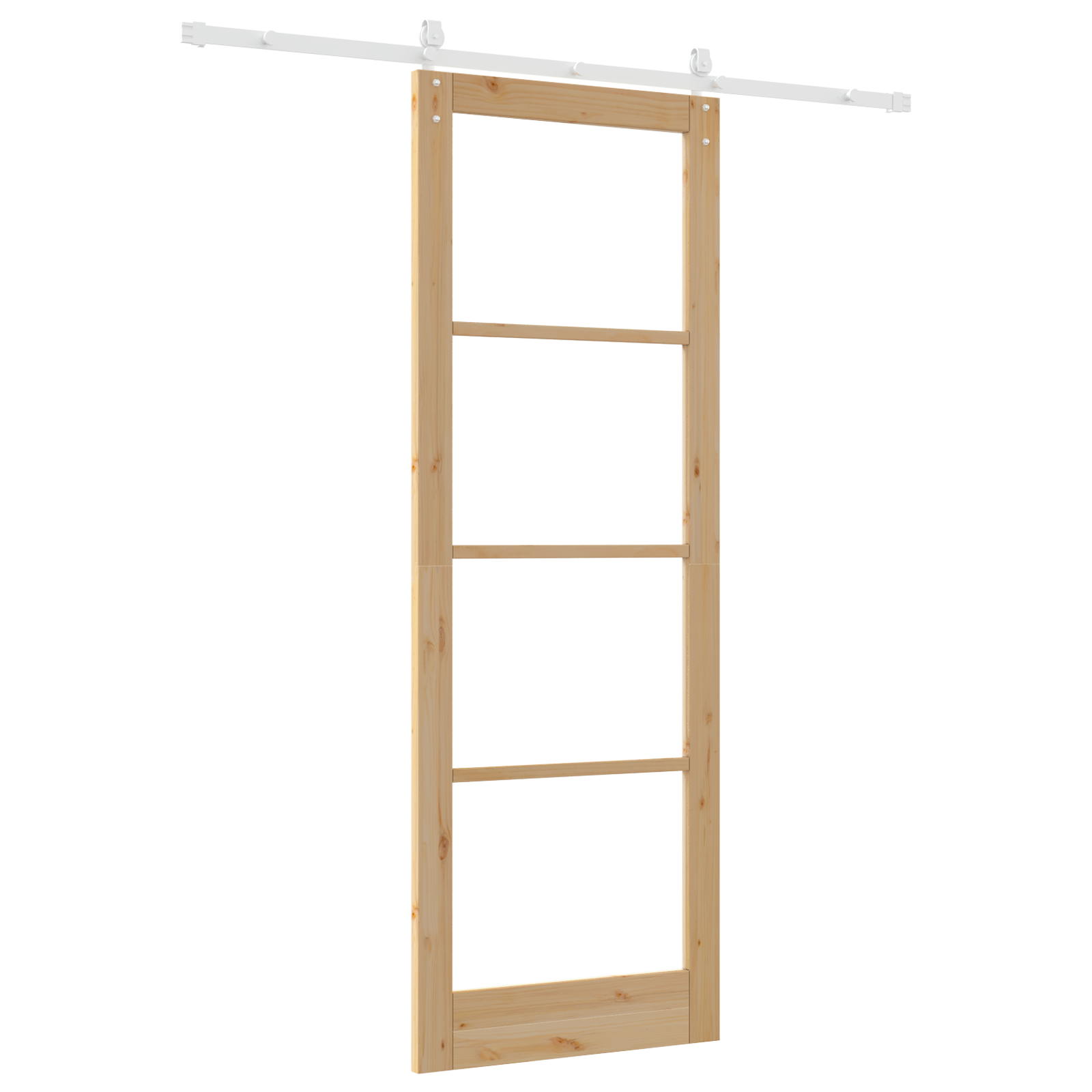 Sliding Door with Hardware Set 83x232 cm Solid Wood Pine - Image 6