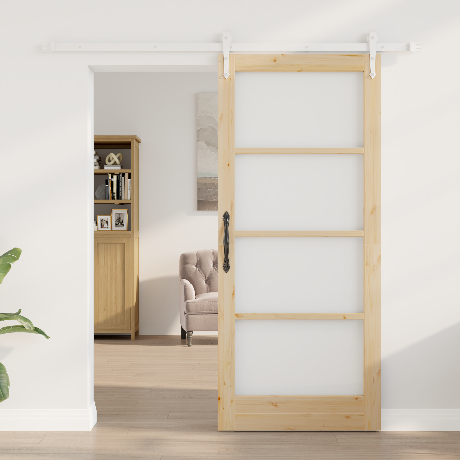 Sliding Door with Hardware Set 86x198.5 cm Solid Wood Pine - Image 3