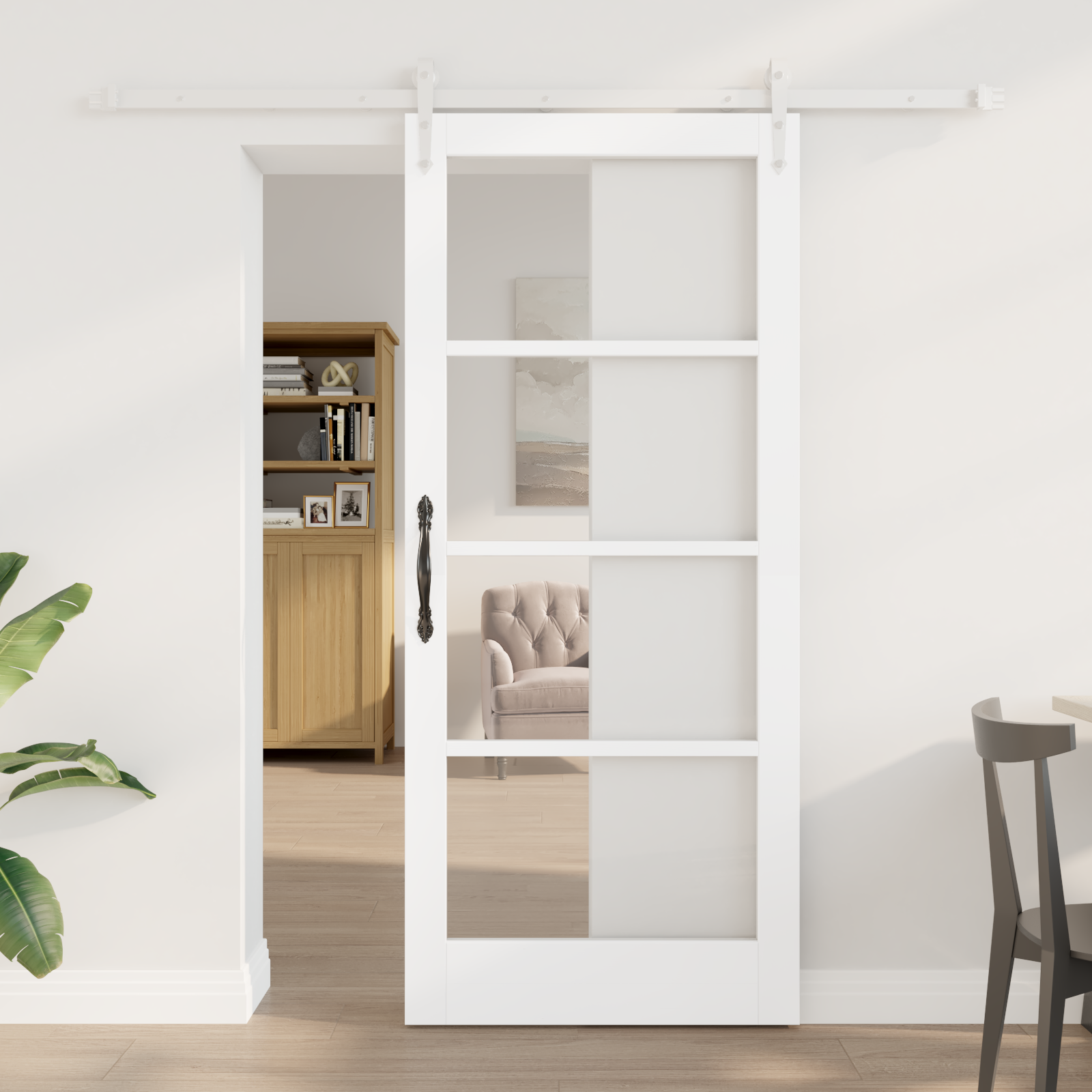 Sliding Door with Hardware Set White 86x198.5 cm Solid Wood Pine