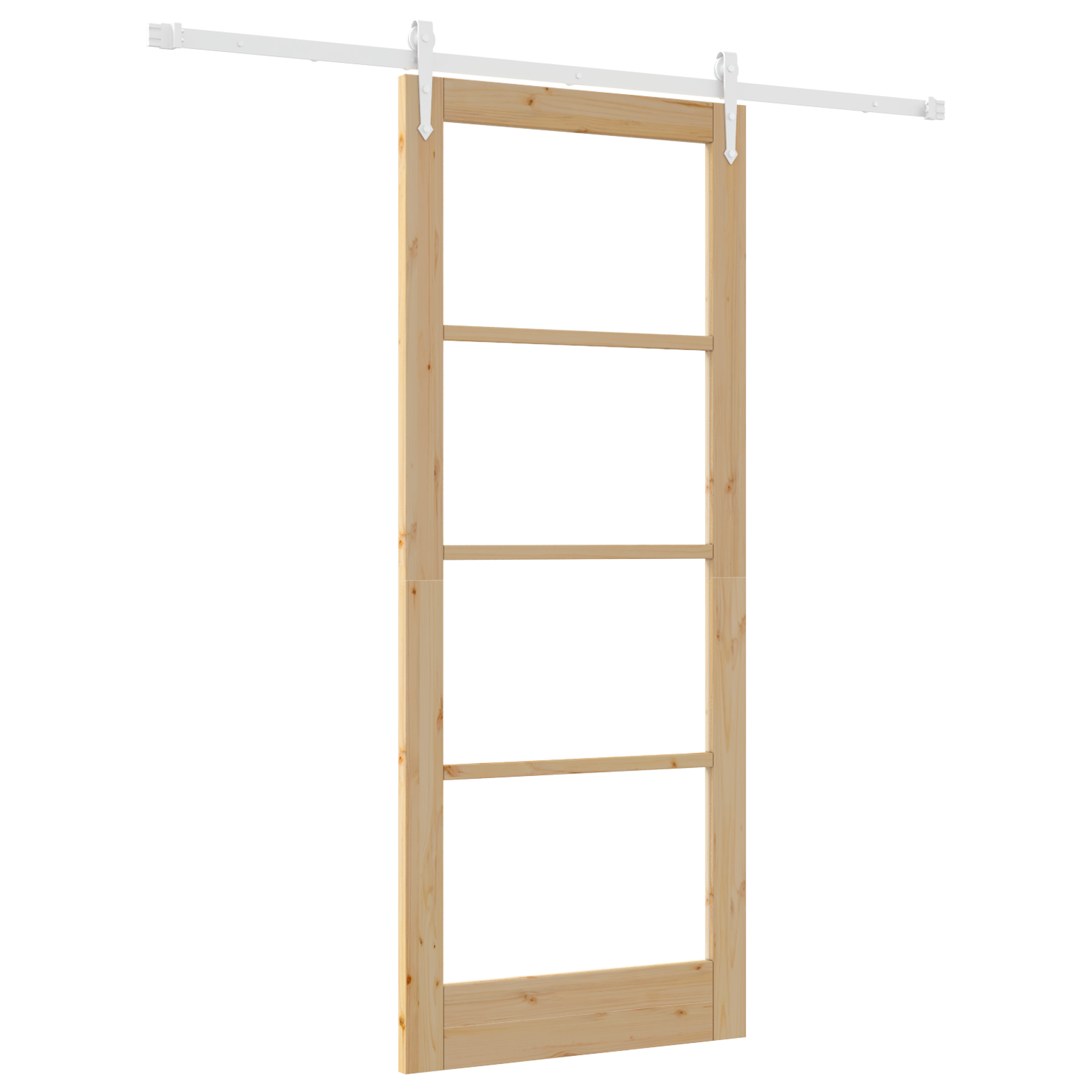 Sliding Door with Hardware Set 86x211 cm Solid Wood Pine - Image 2