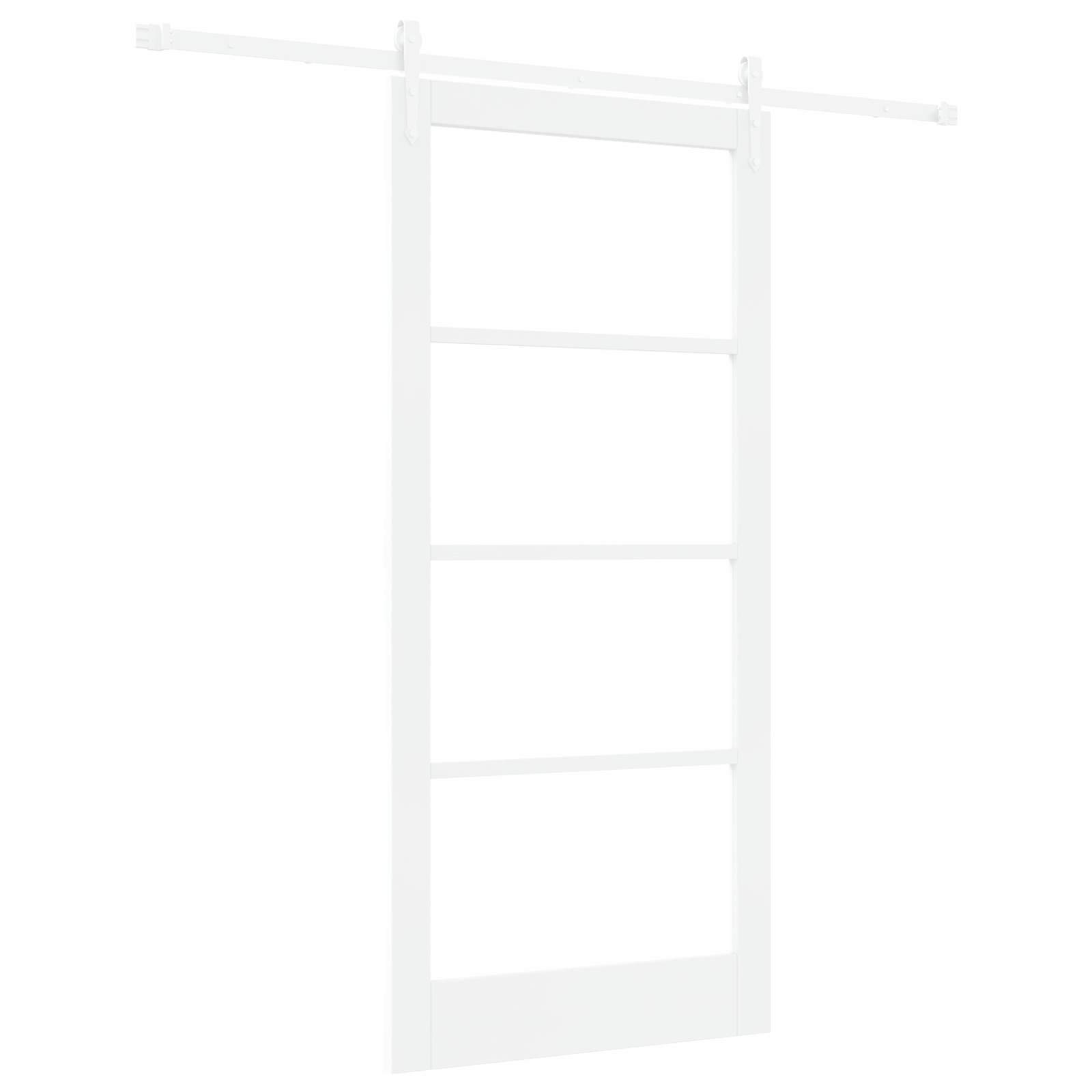 Sliding Door with Hardware Set White 93x202 cm Solid Wood Pine - Image 2