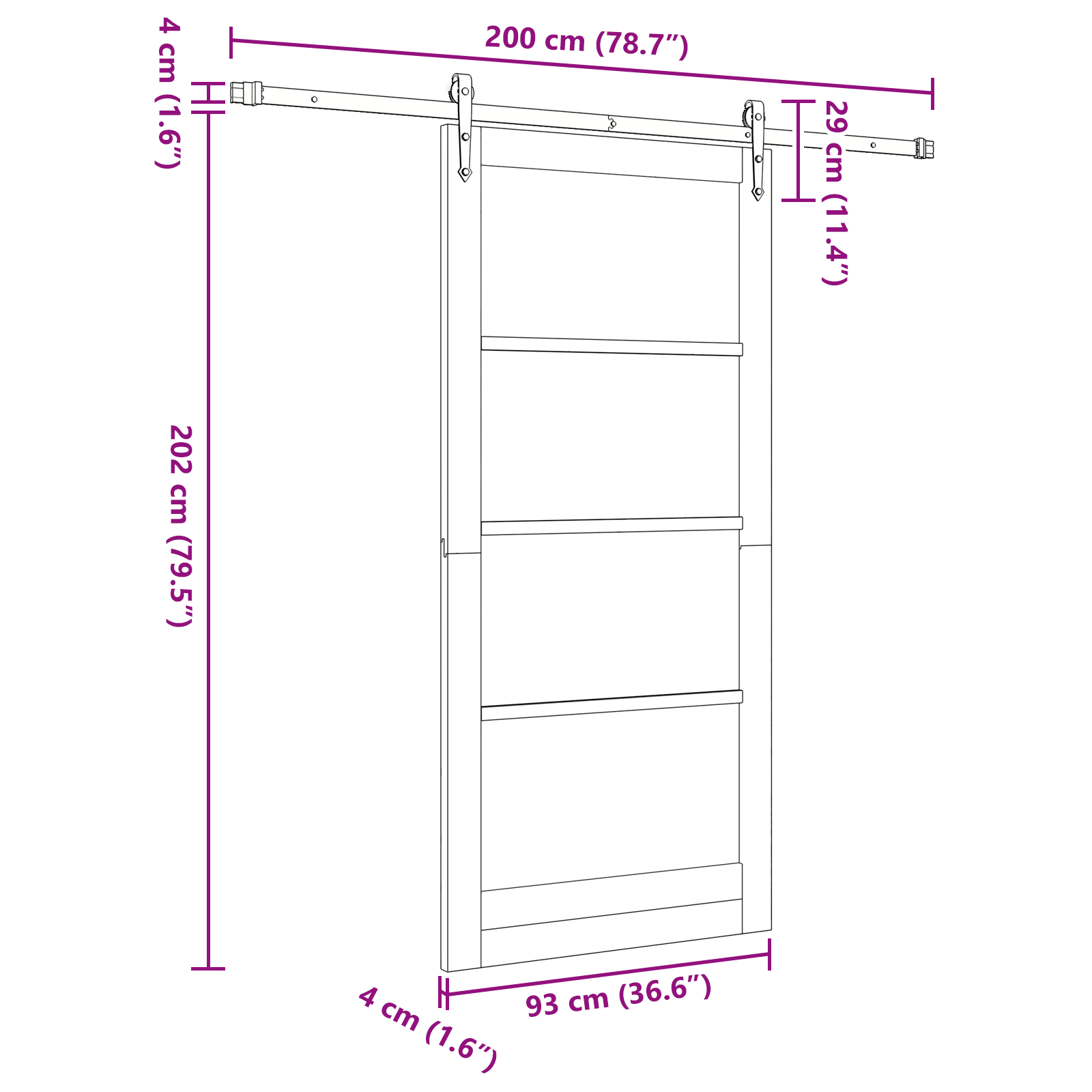 Sliding Door with Hardware Set White 93x202 cm Solid Wood Pine - Image 11