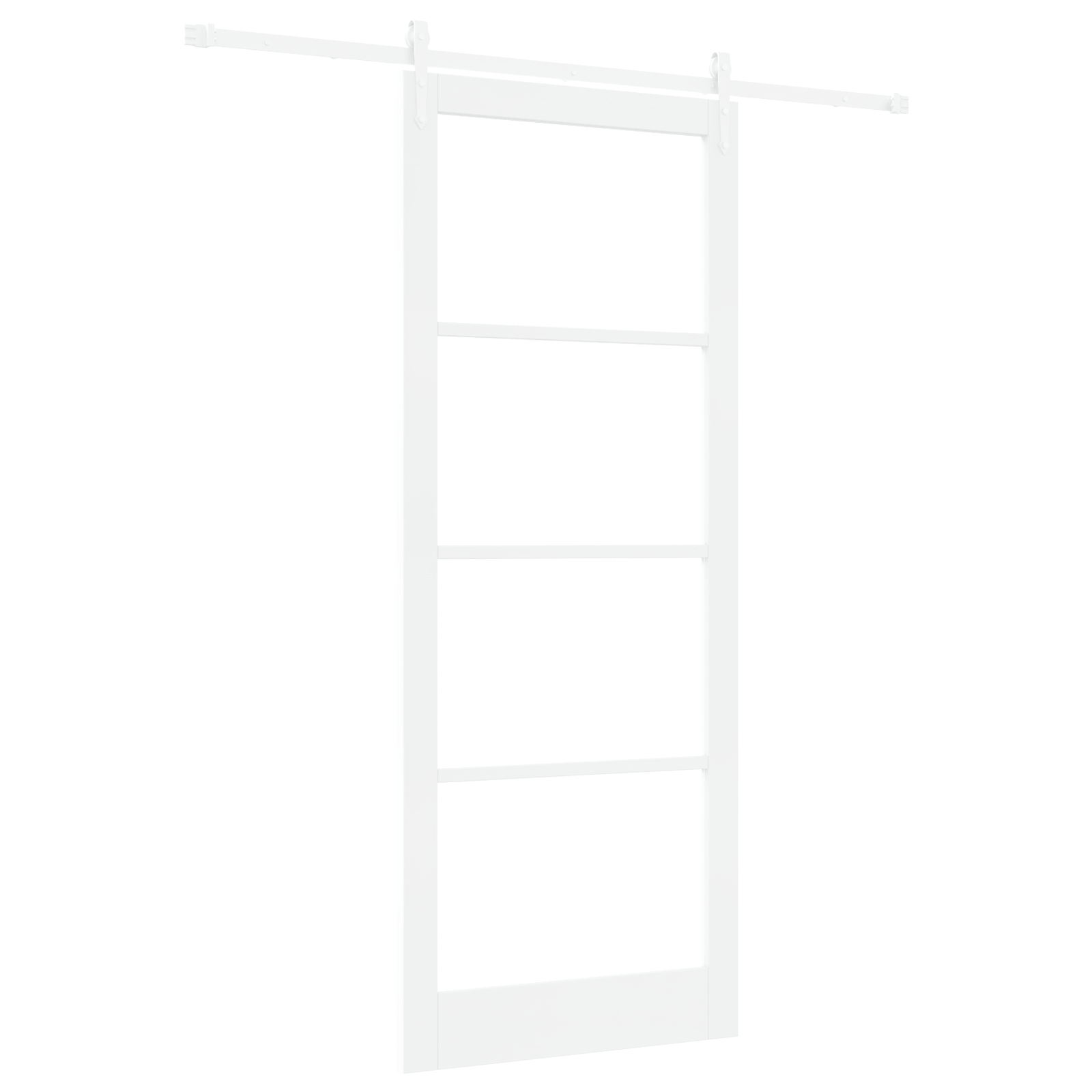 Sliding Door with Hardware Set White 93x232 cm Solid Wood Pine - Image 2