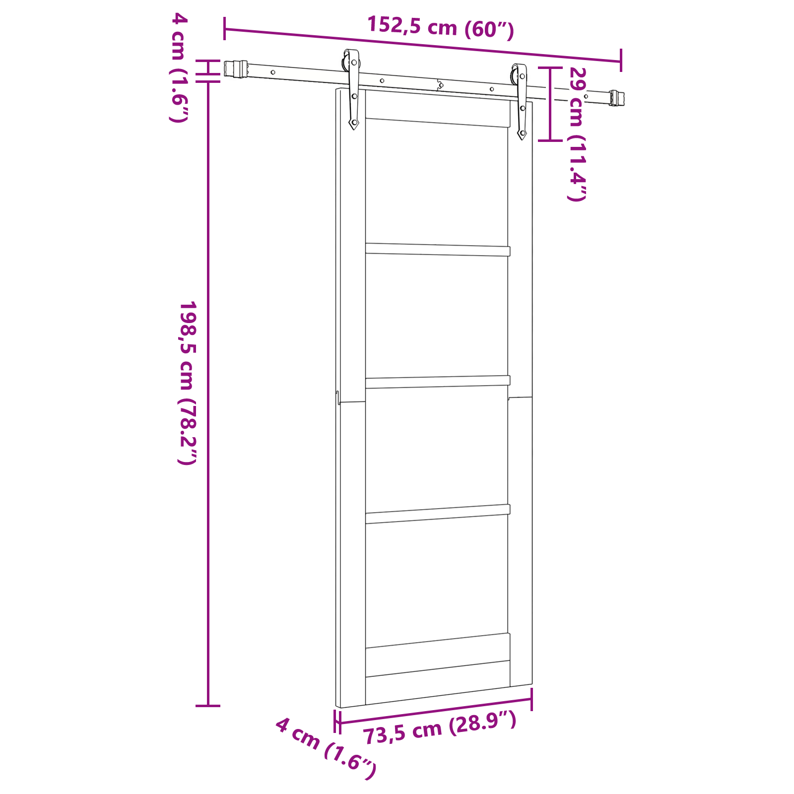 Sliding Door with Hardware Set 'ORKDAL'73.5 x 198.5 cm - Image 11