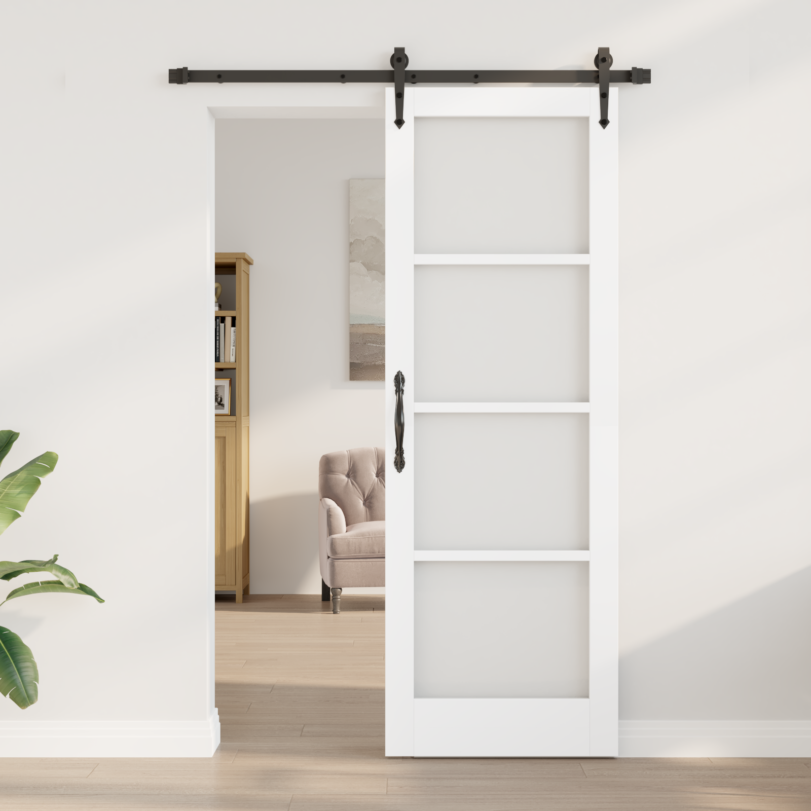 Sliding Door with Hardware Set "ORKDAL" White 73.5x211 cm - Image 3