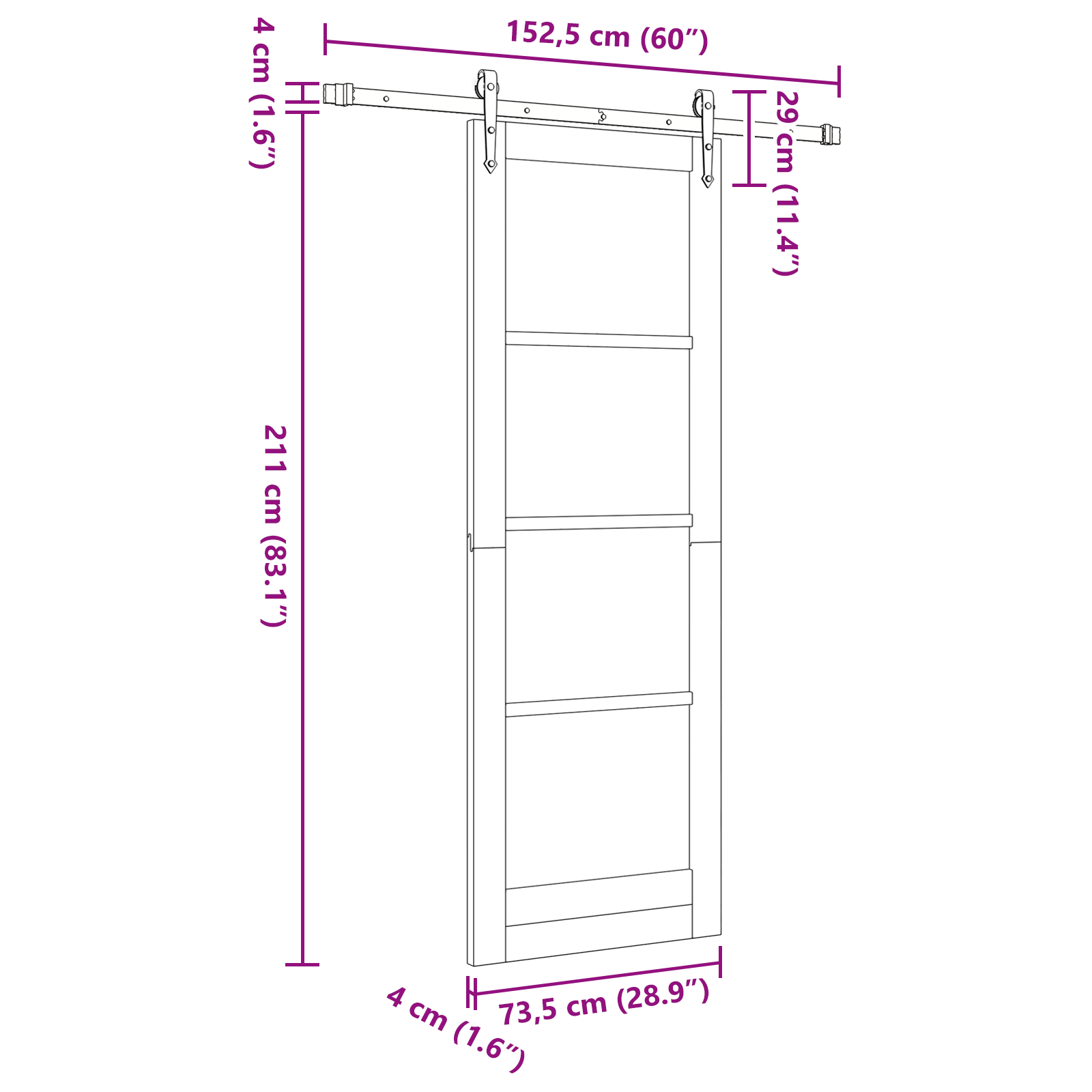 Sliding Door with Hardware Set 'ORKDAL'White 78x202 cm - Image 11
