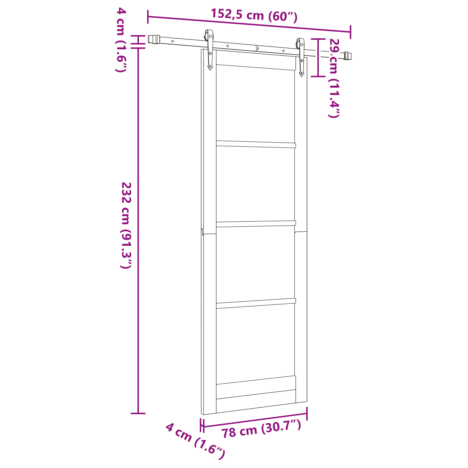 Sliding Door with Hardware Set 'ORKDAL'78x232 cm - Image 11