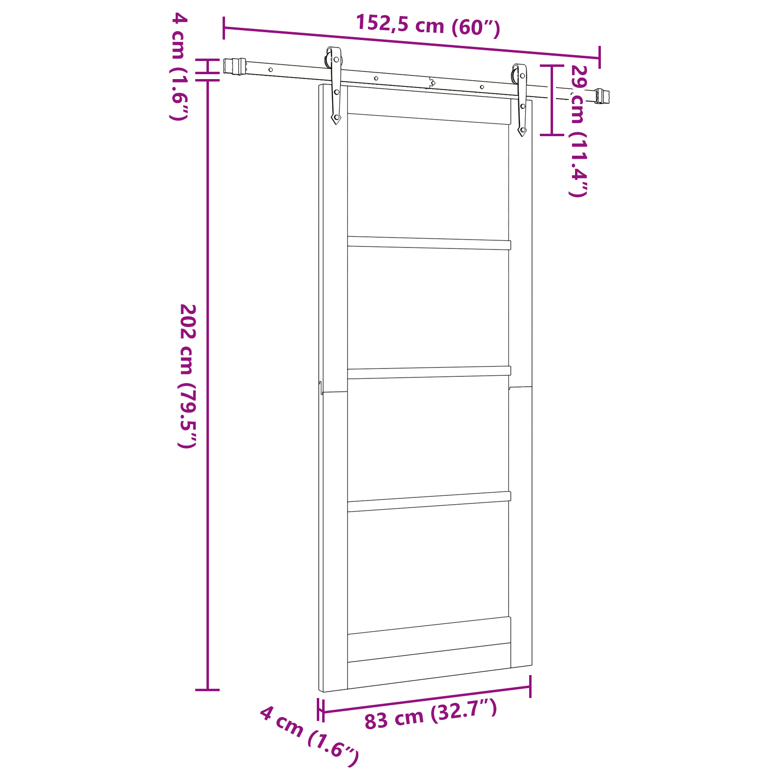 Sliding Door with Hardware Set 'ORKDAL'83x202 cm - Image 11
