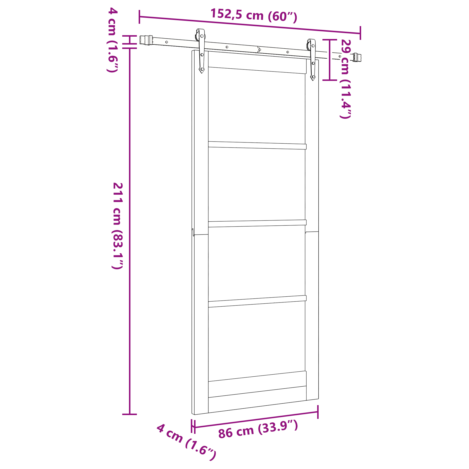 Sliding Door with Hardware Set "ORKDAL" 86x211 cm - Image 11
