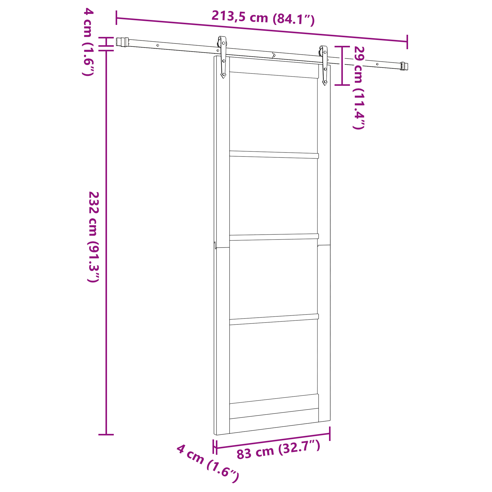Sliding Door with Hardware Set 'ORKDAL'83x232 cm - Image 11