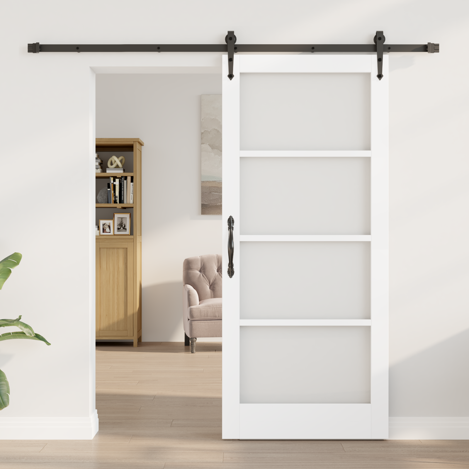 Sliding Door with Hardware Set "ORKDAL" White 86x198.5 cm - Image 3