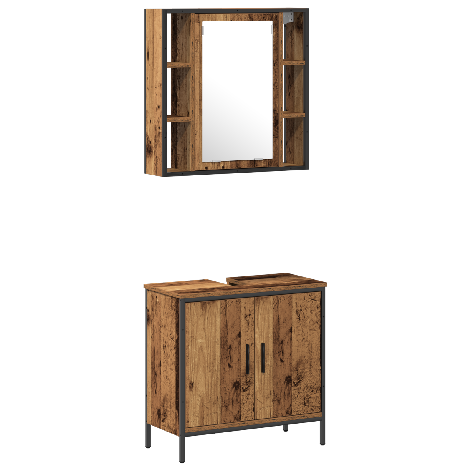 2 Piece Bathroom Furniture Set Old Wood Engineered Wood - Image 2