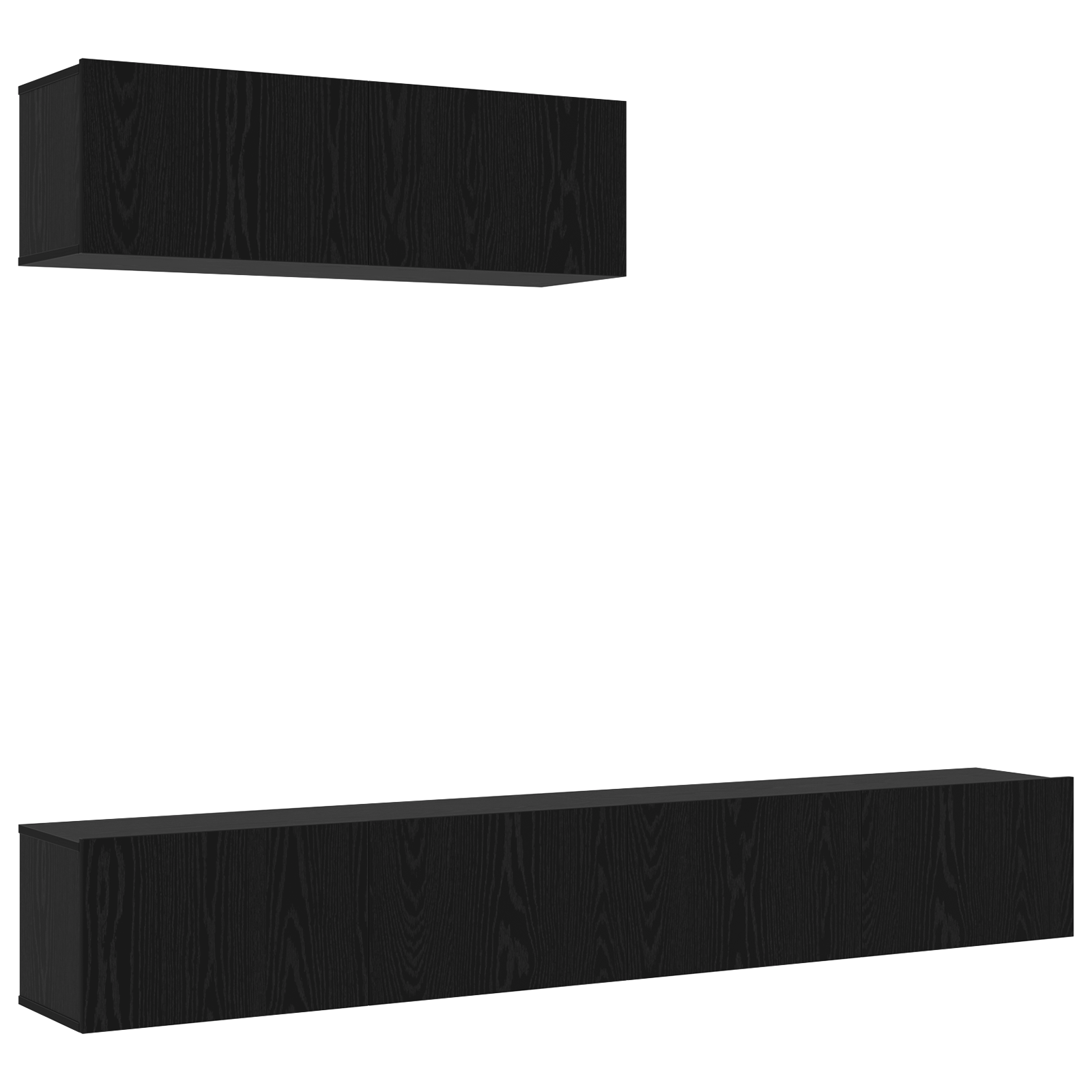 Thumbnail - vidaXL 3-teilige TV-Schrank-Set Wandmontiert Schwarz Eiche Holzwerkstoff