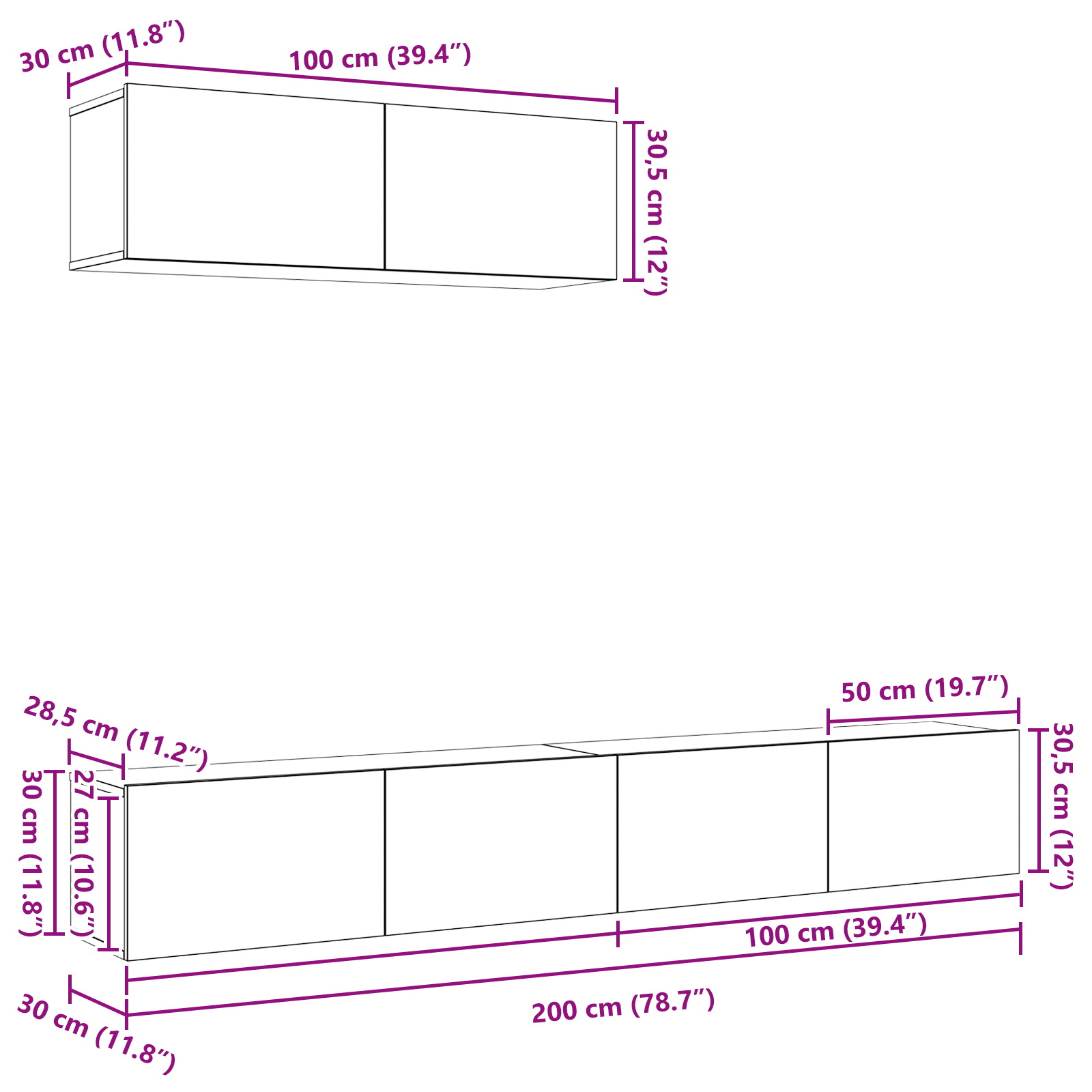 Sets Muebles de TV 3 Piezas Madera Contrachapada Multicolor Multitalle vidaXL - Imagen 92 de 128