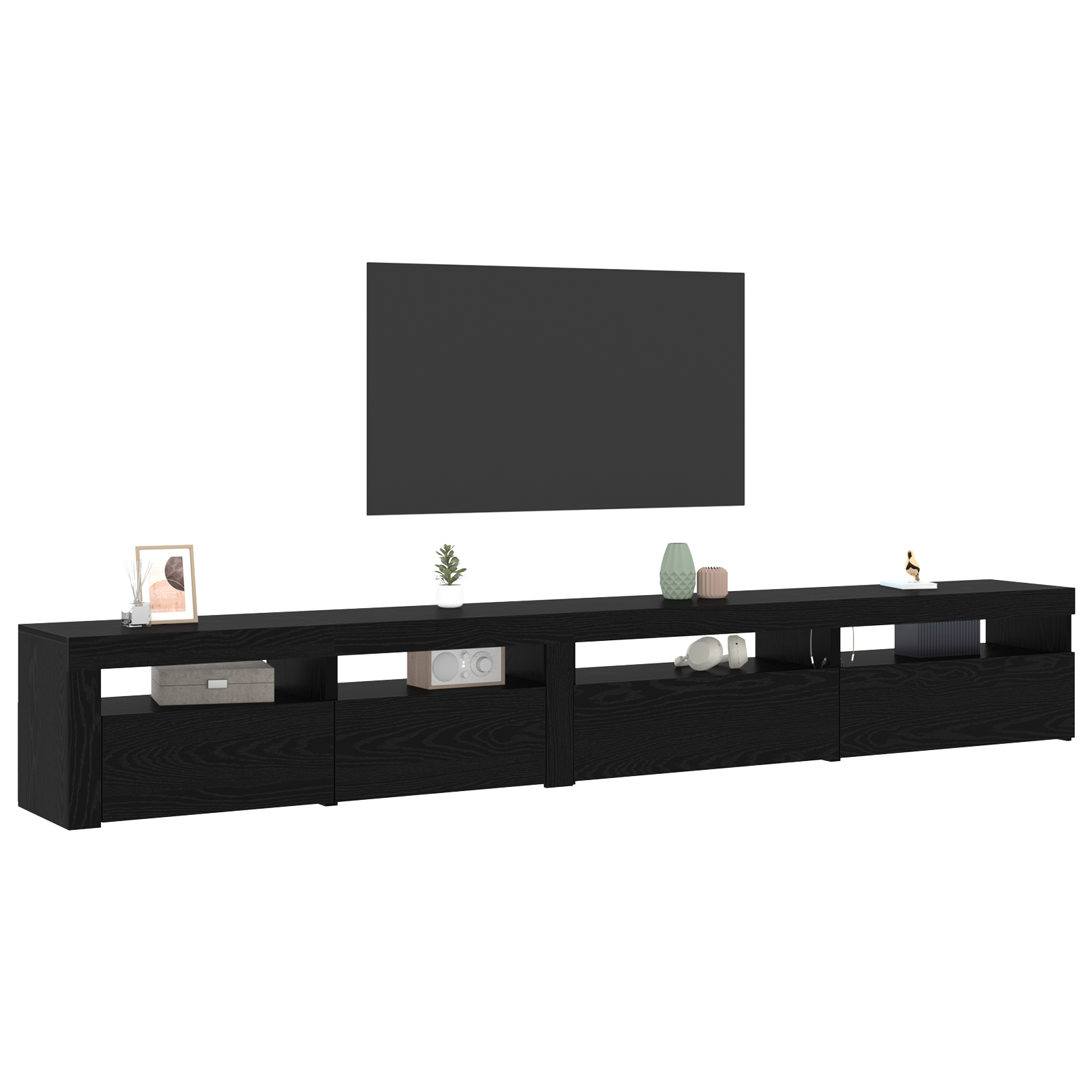 Thumbnail - vidaXL 3-teiliger TV-Schrank mit LED-Lichtern Schwarze Eiche Holzwerkstoff