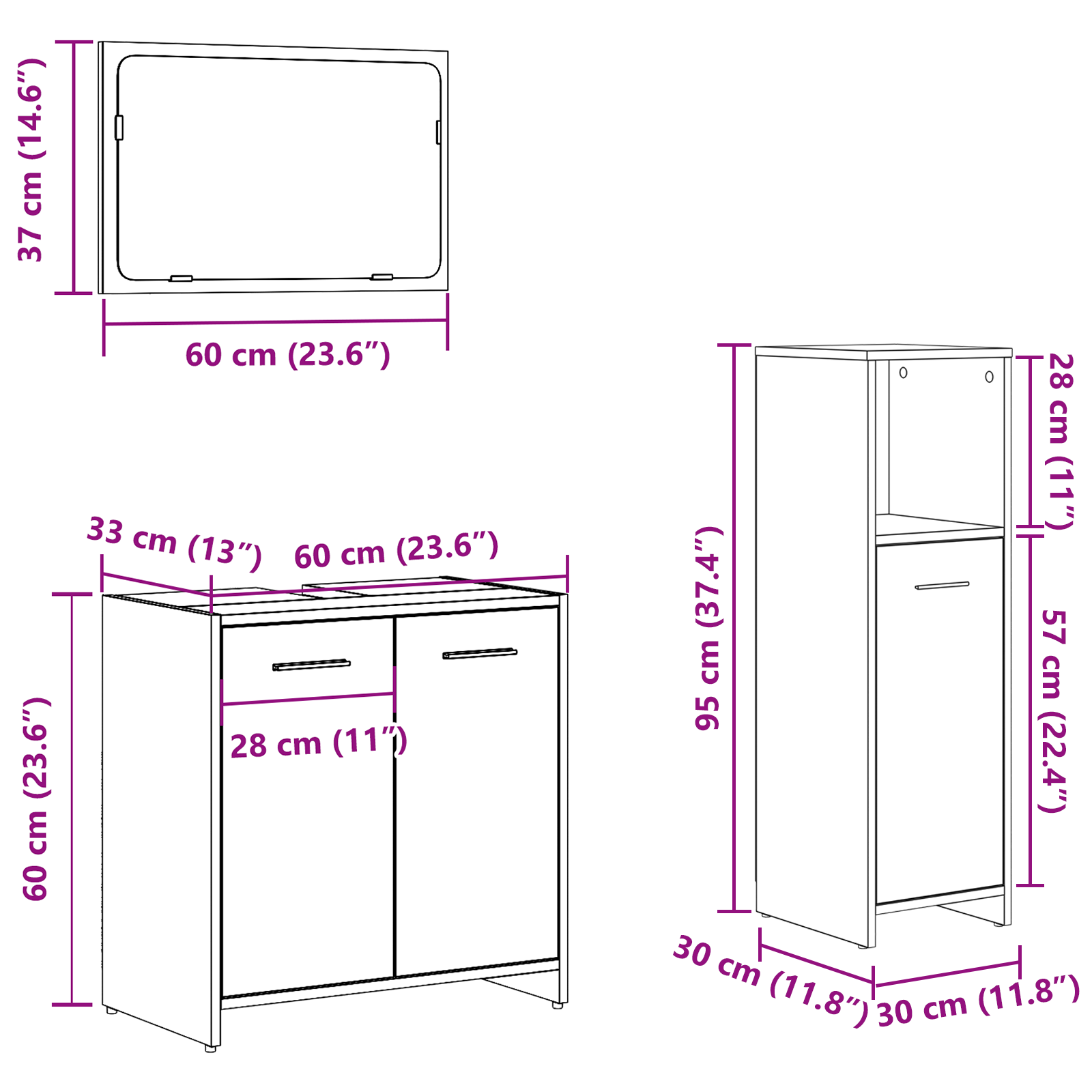 Set de Muebles de Baño 3x Aglomerado Roble Sonoma Estante Multicolor vidaXL - Imagen 88 de 121