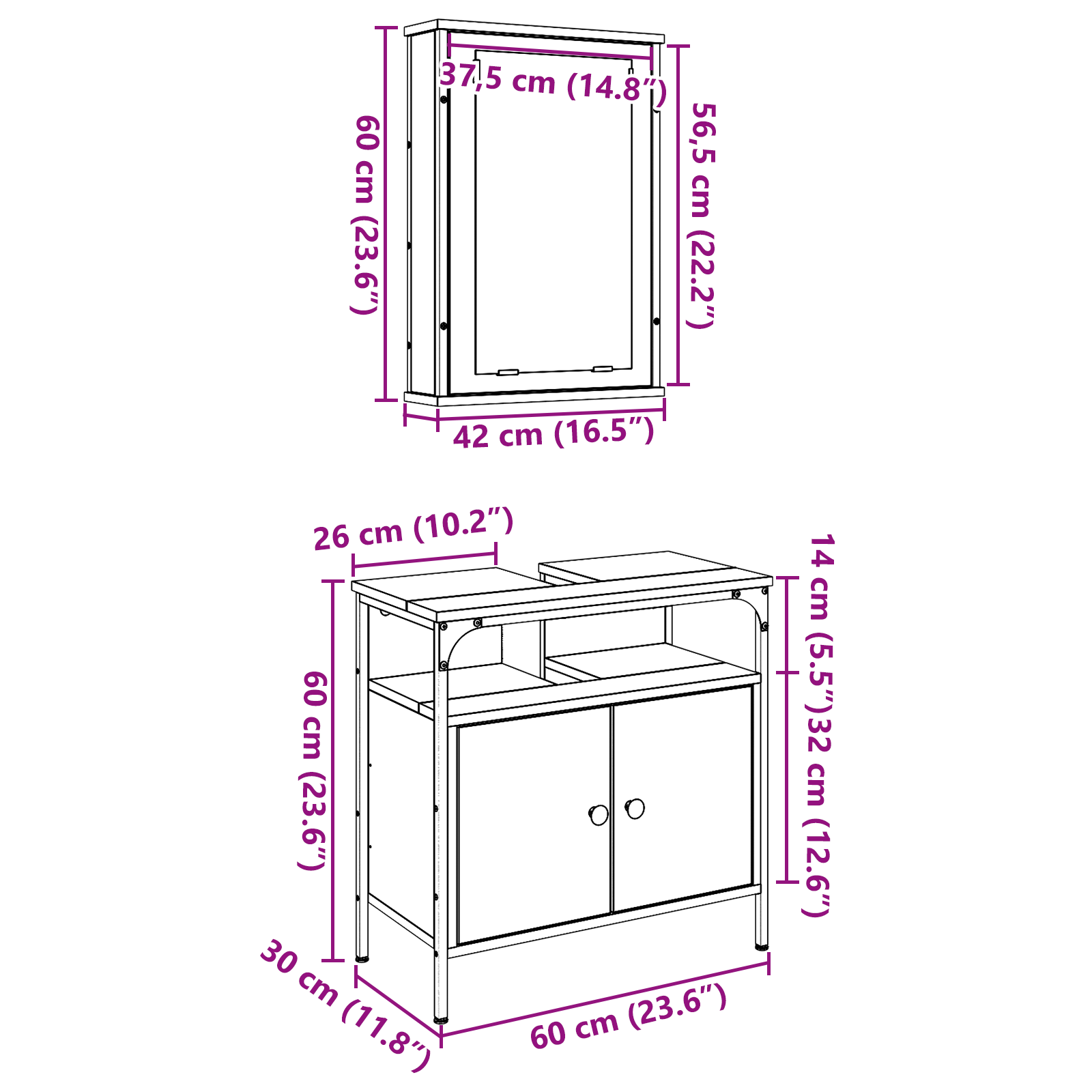 2 Piece Bathroom Furniture Set Old Wood Engineered Wood - Image 11