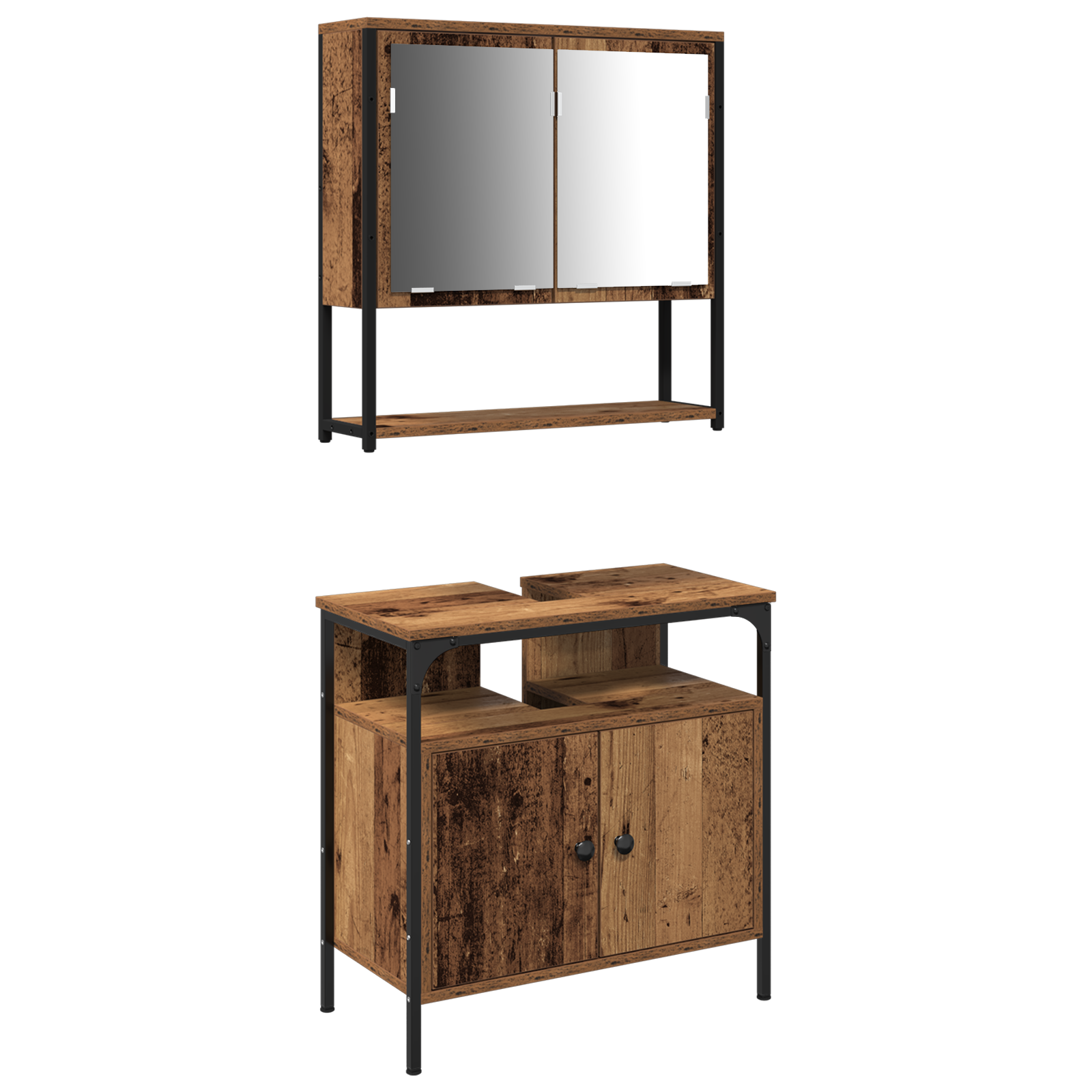 Thumbnail - vidaXL Waschbeckenschrank mit Einbaubecken Altholz Holzwerkstoff
