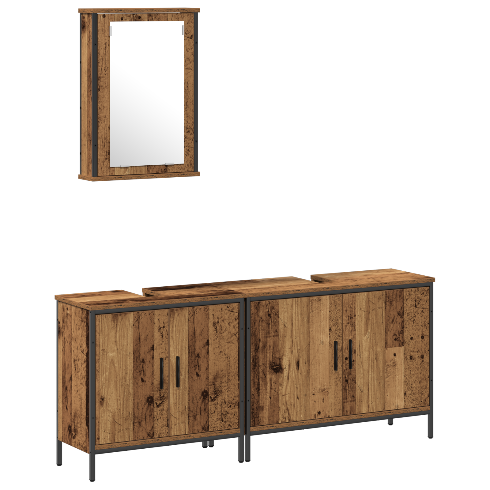 3 Piece Bathroom Furniture Set Old Wood Engineered Wood - Image 2