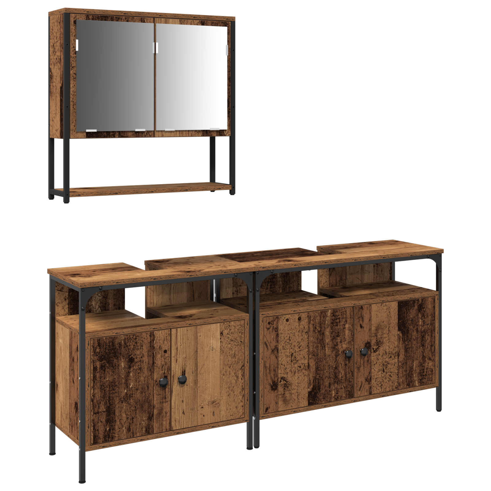 Thumbnail - vidaXL Waschbeckenschrank mit Einbaubecken Altholz Holzwerkstoff