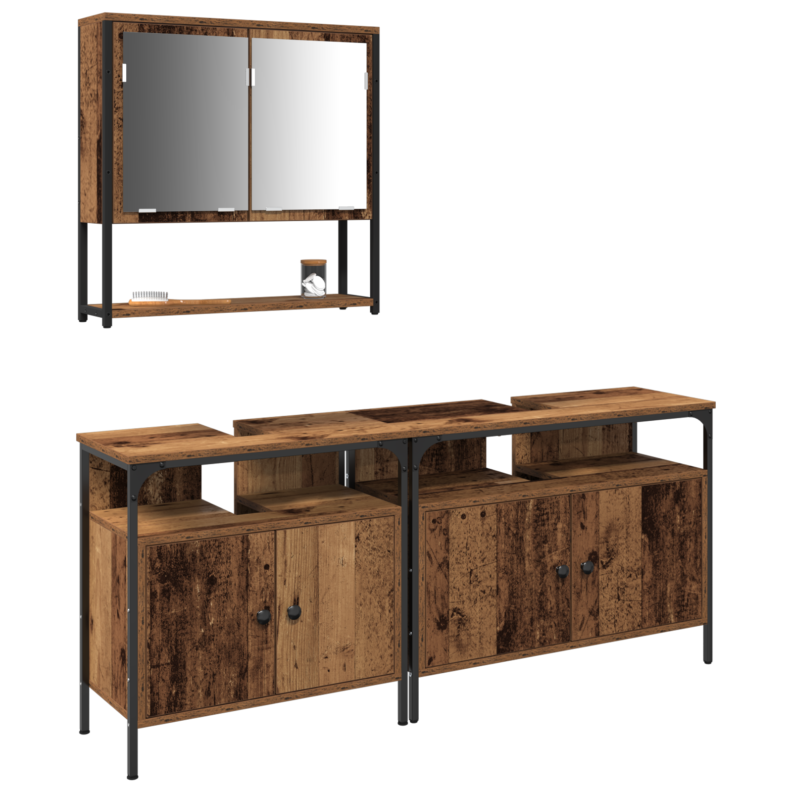 Thumbnail - vidaXL Waschbeckenschrank mit Einbaubecken Altholz Holzwerkstoff