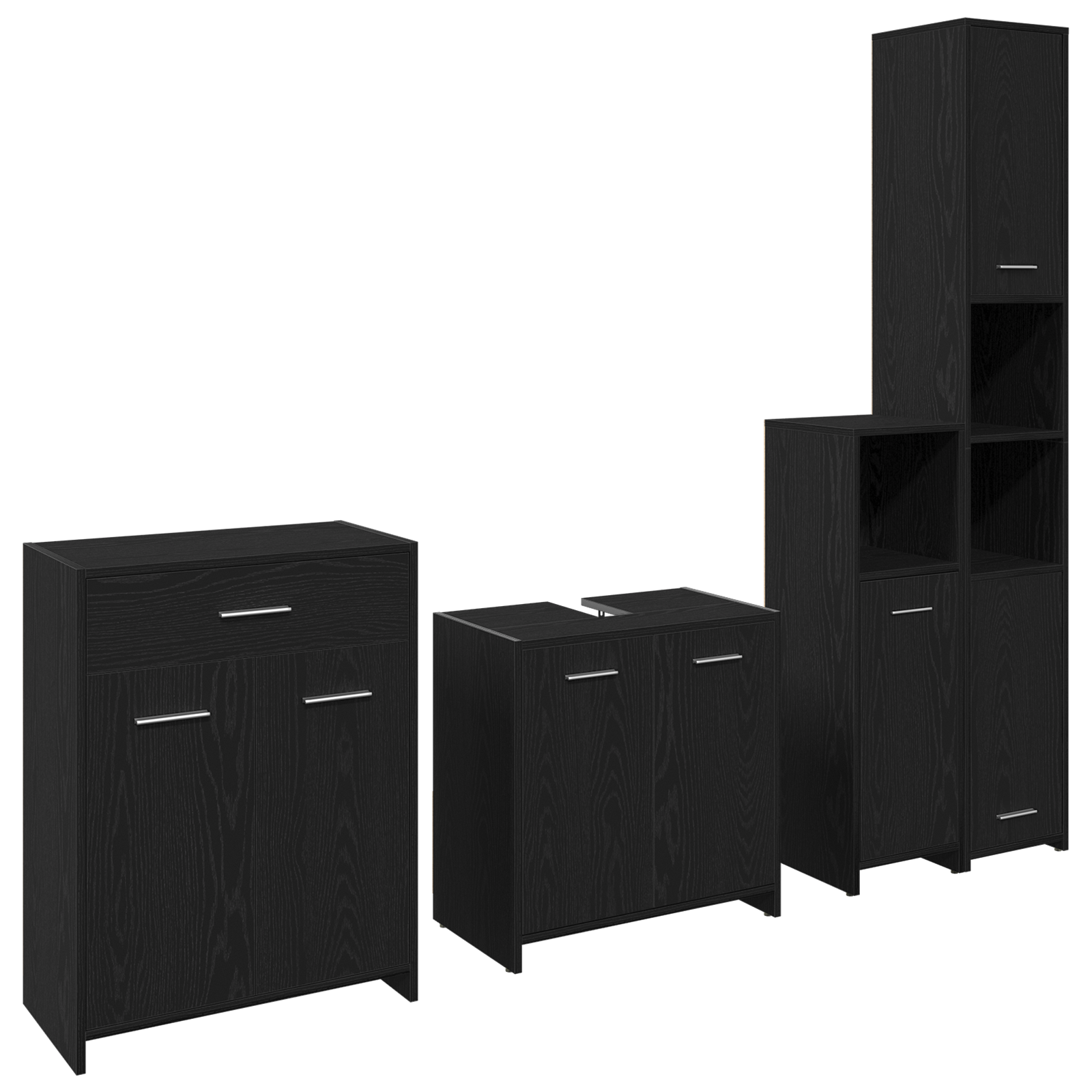 4 Piece Bathroom Furniture Set Black Oak Engineered Wood - Image 6