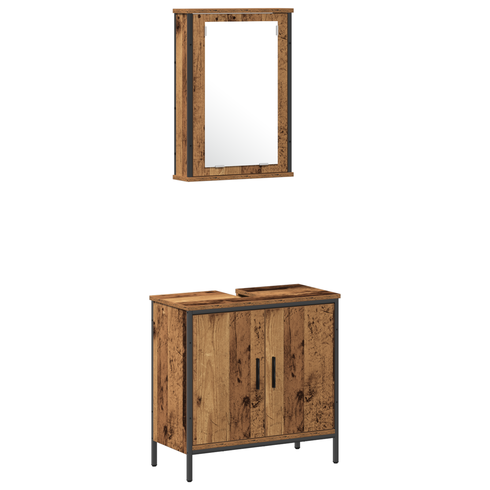 4 Piece Bathroom Furniture Set Old Wood Engineered Wood - Image 6