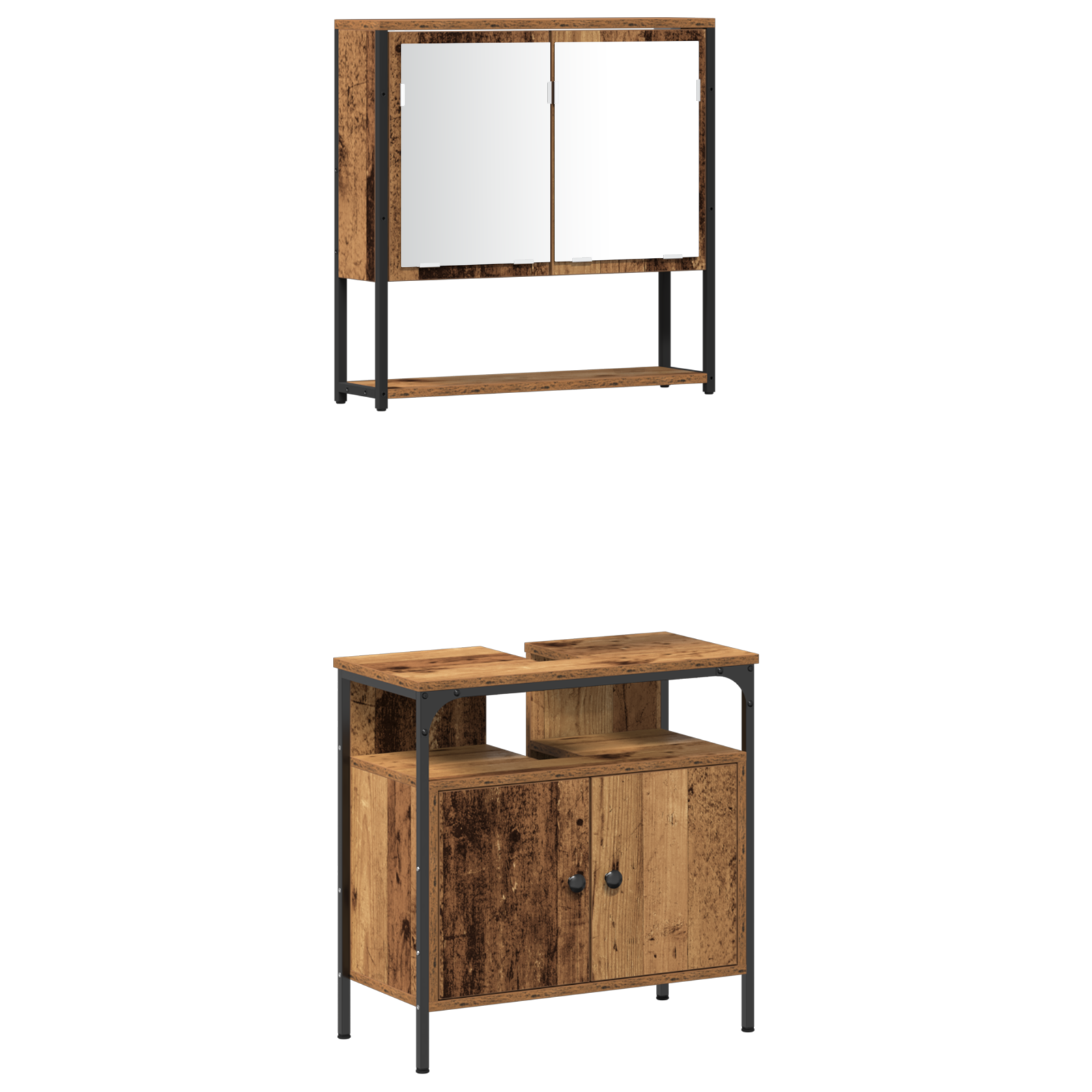 4 Piece Bathroom Furniture Set Old Wood Engineered Wood - Image 6