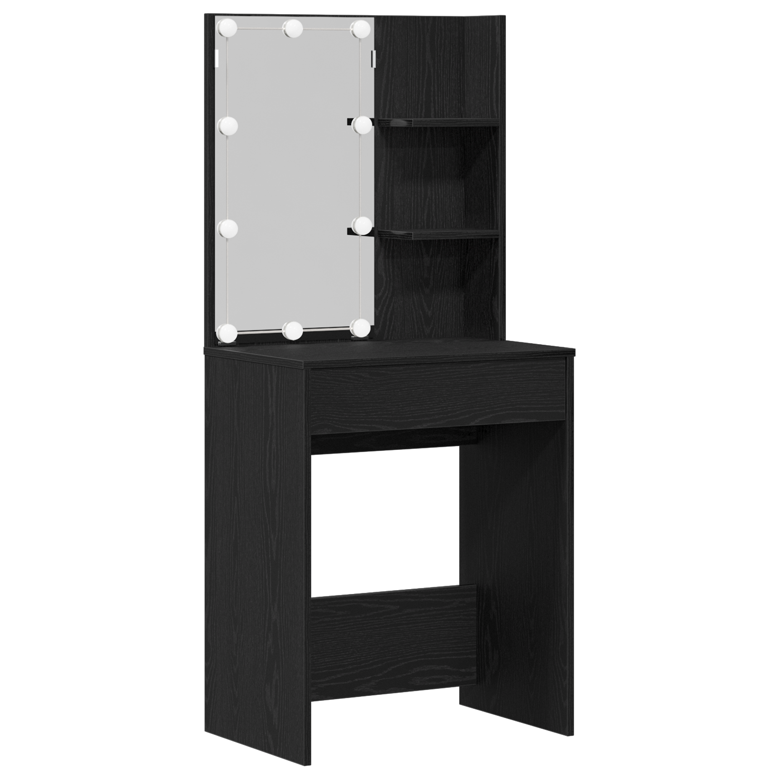 LED Dressing Table with 2 Cabinets Black Oak Engineered Wood - Image 6