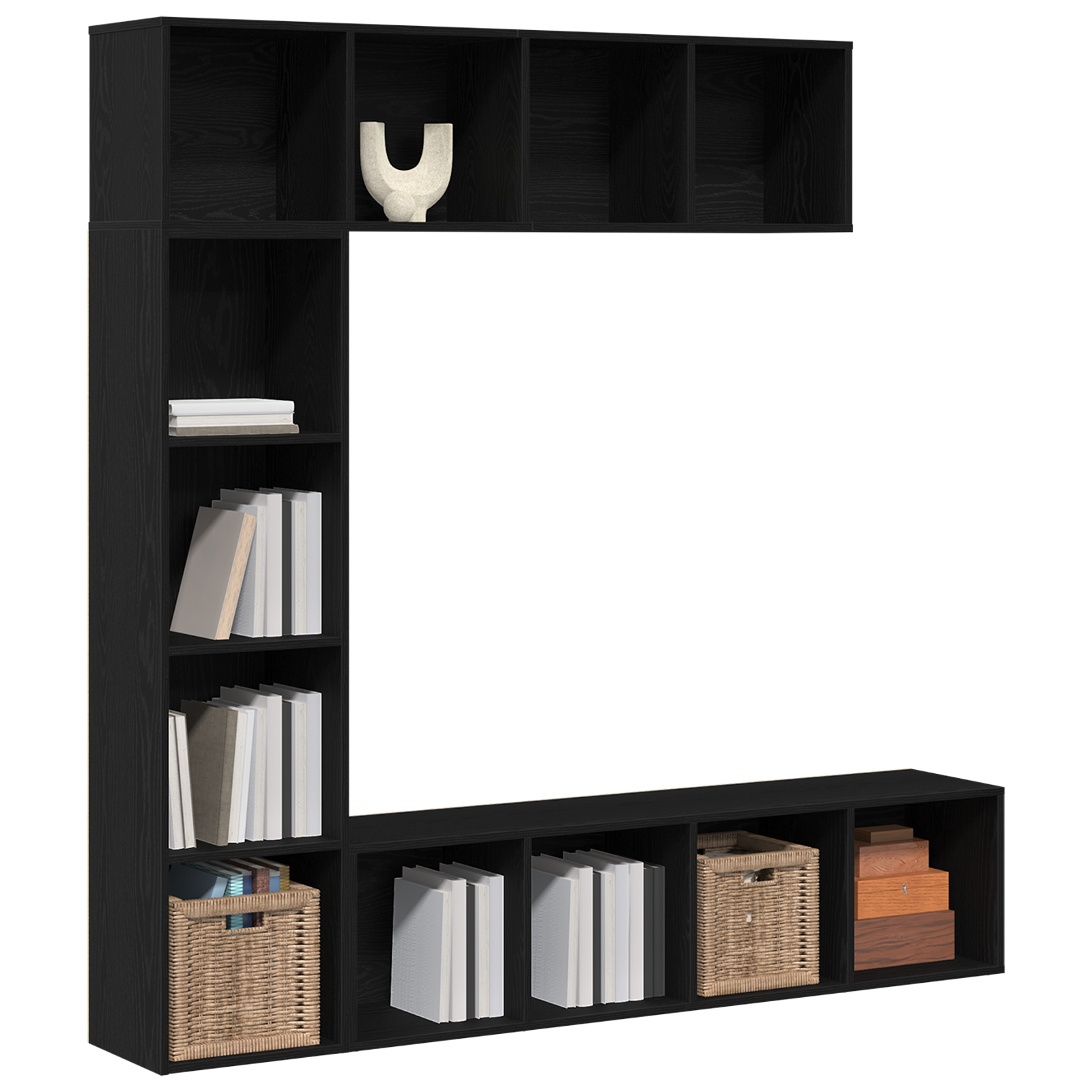 Thumbnail - vidaXL Bücherregale 3 Stück Schwarz Eiche 36x30x143 cm Holzwerkstoff
