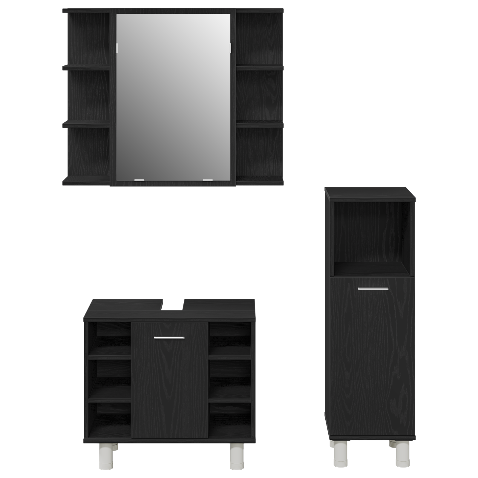 3 Piece Bathroom Furniture Set Black Oak Engineered Wood - Image 11