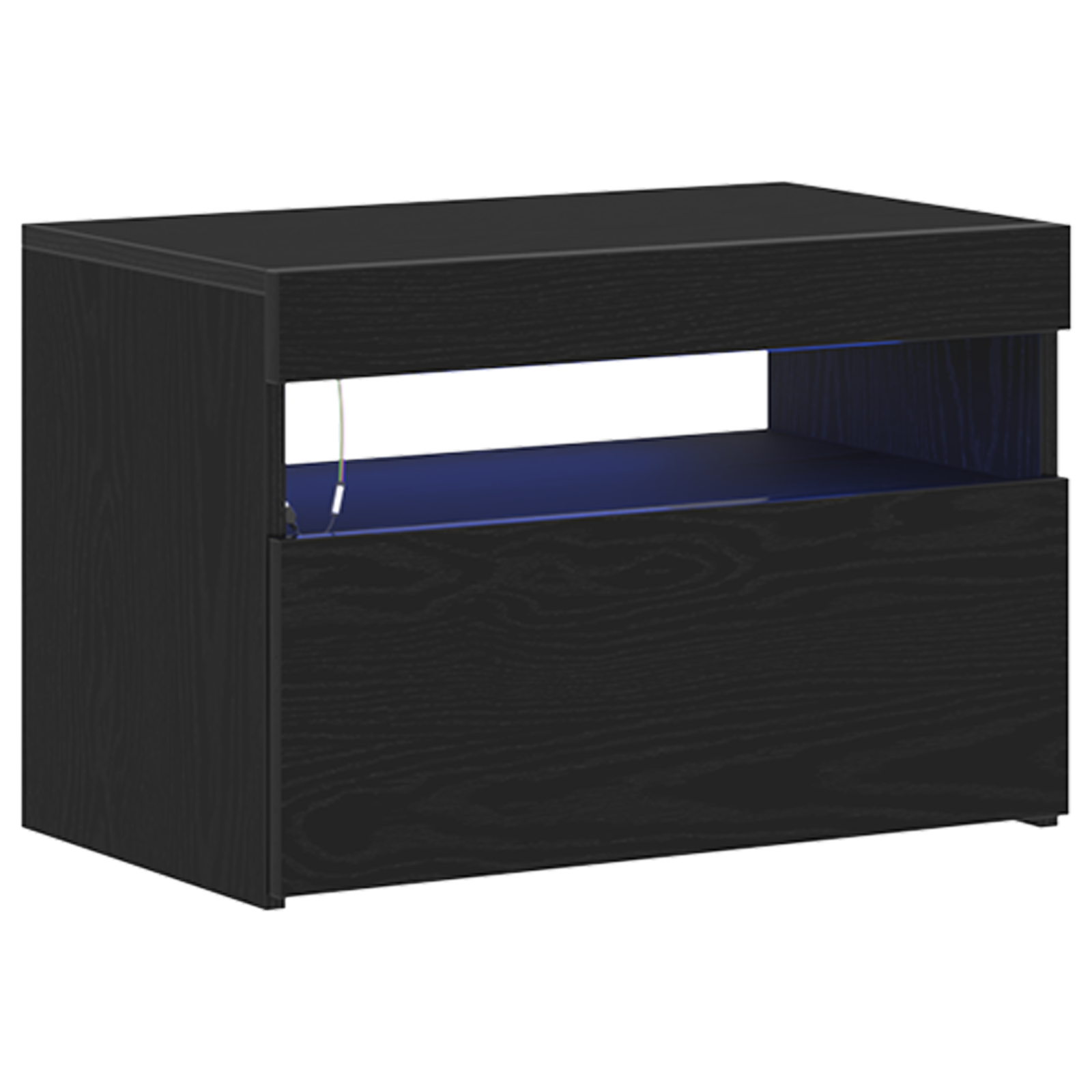 Bedside Cabinet with LED Lights Black Oak 60x35x40 cm Engineered Wood - Image 2