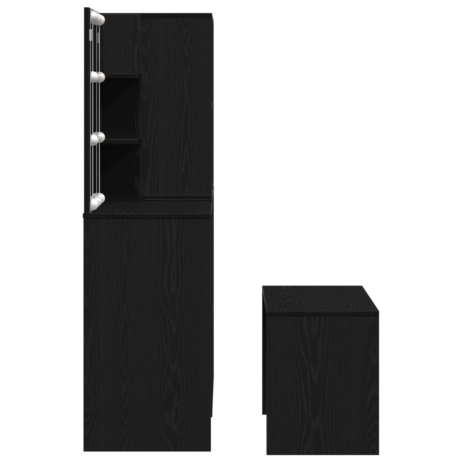 Dressing Table Set with LED Black Oak Engineered Wood - Image 11