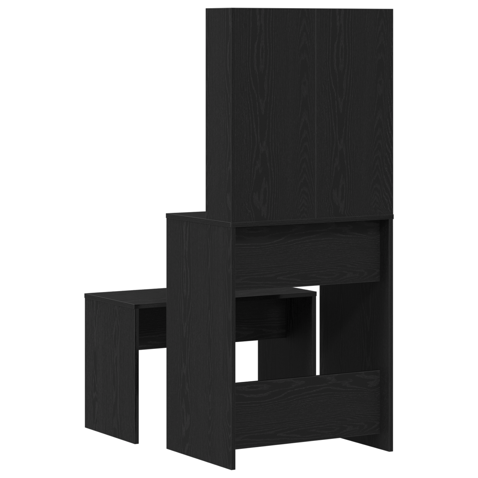 Dressing Table Set with LED Black Oak Engineered Wood - Image 10