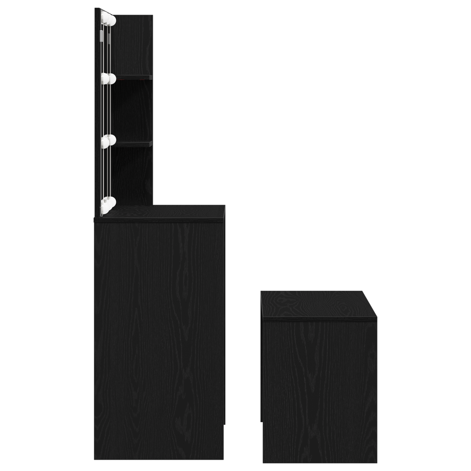 Dressing Table Set with LED Black Oak Engineered Wood - Image 9