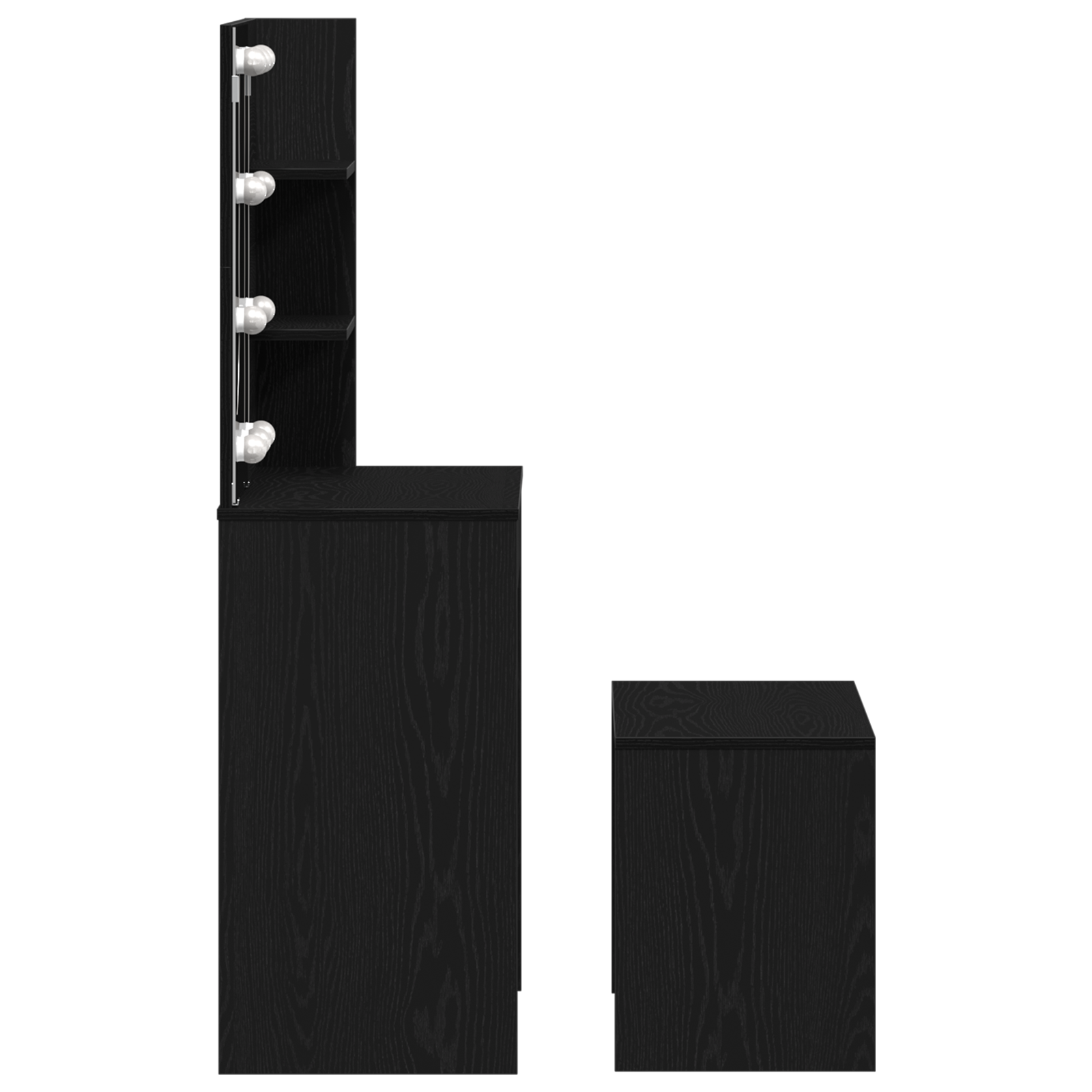Dressing Table Set with LED Black Oak Engineered Wood - Image 9