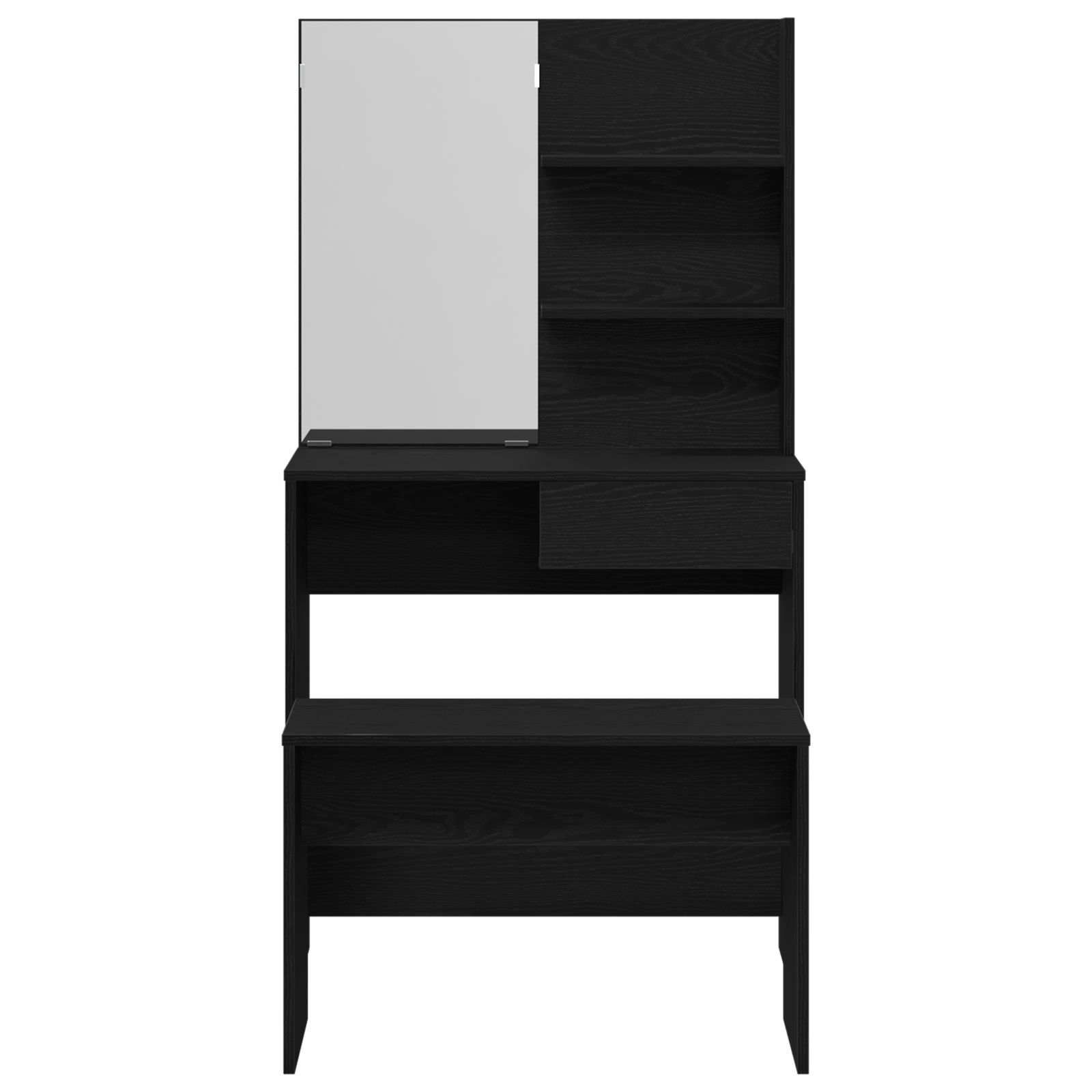 Dressing Table Set Black Oak Engineered Wood - Image 8