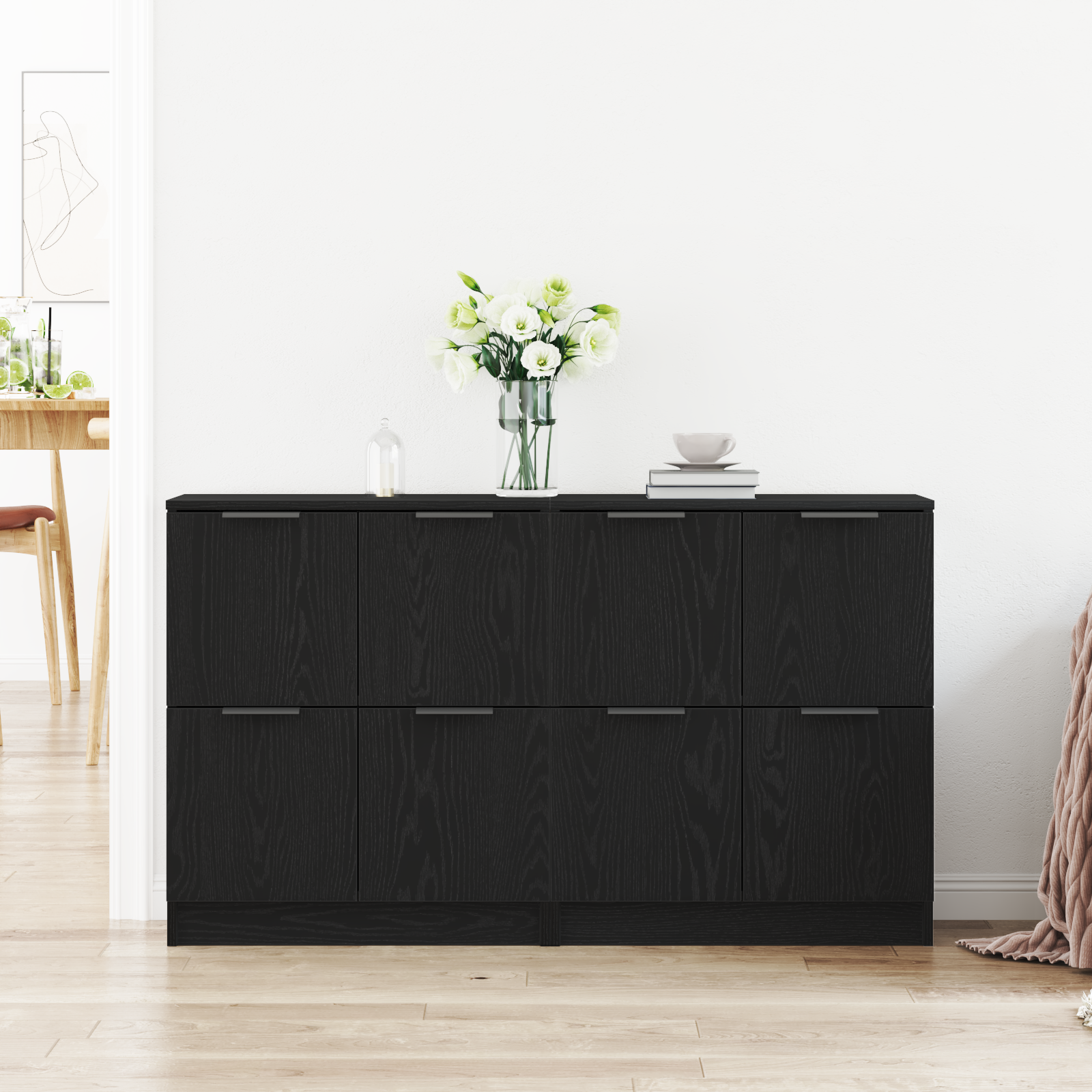 Sideboards 2 pcs Black Oak 60x30x70 cm Engineered Wood - Image 4