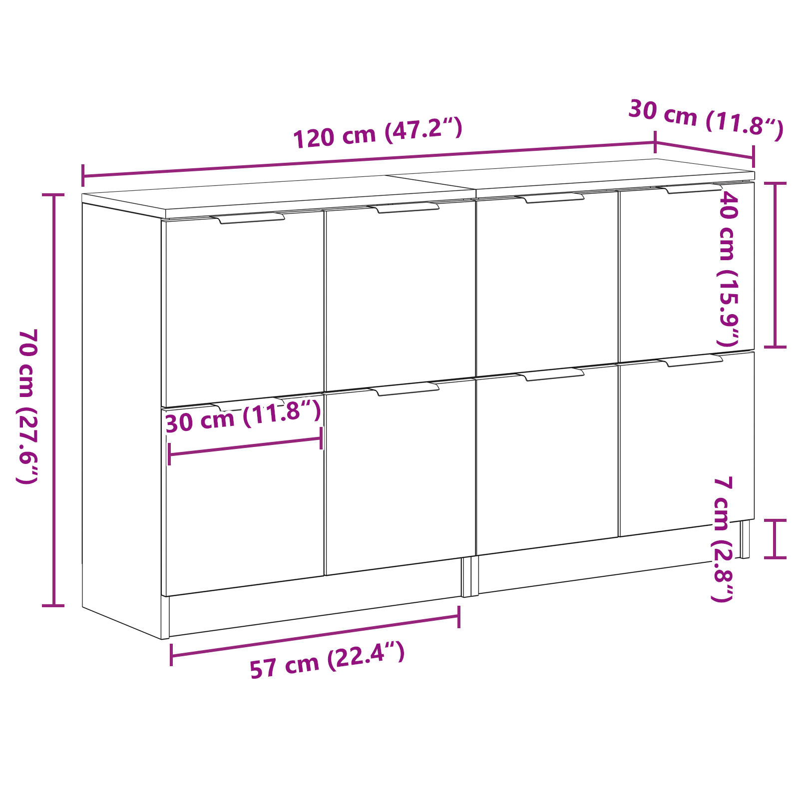 Strani šal 2 pcs Črna Orehovina 60 x 30 x 70 cm Konstruiran les - slika 12