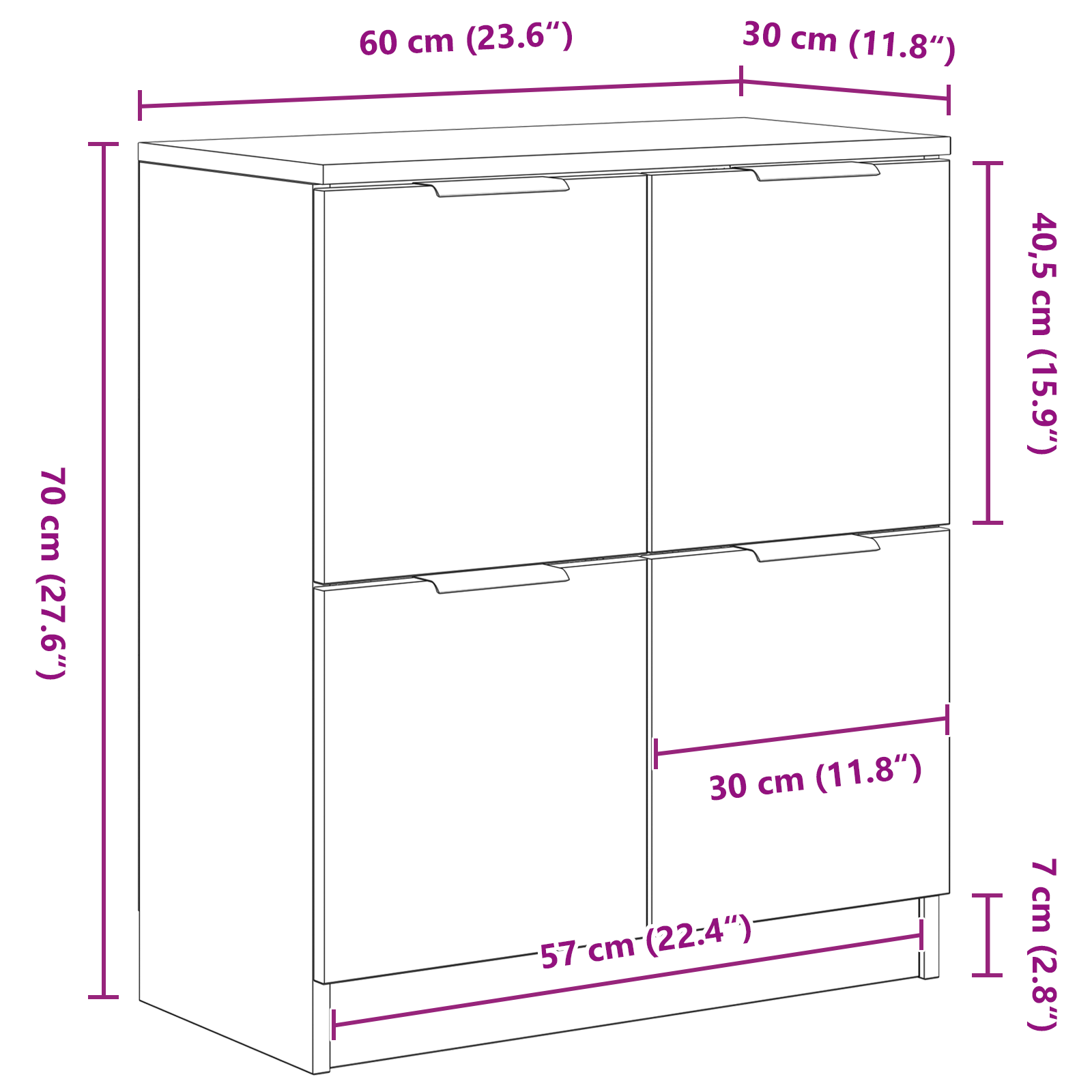 Strani šal 2 pcs Črna Orehovina 60 x 30 x 70 cm Konstruiran les - slika 13