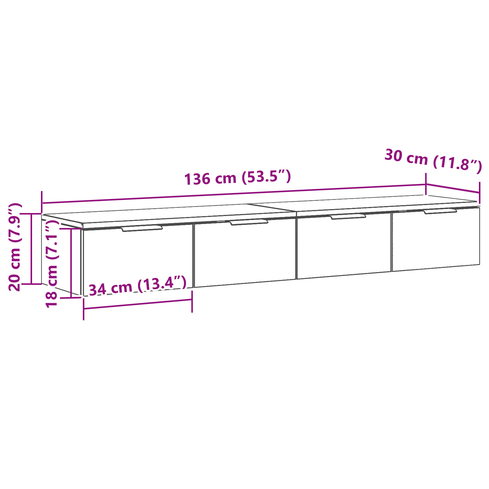 2x Armarios de Pared Contrachapada Mueble Sala Aparador Multicolor vidaXL - Imagen 76 de 100