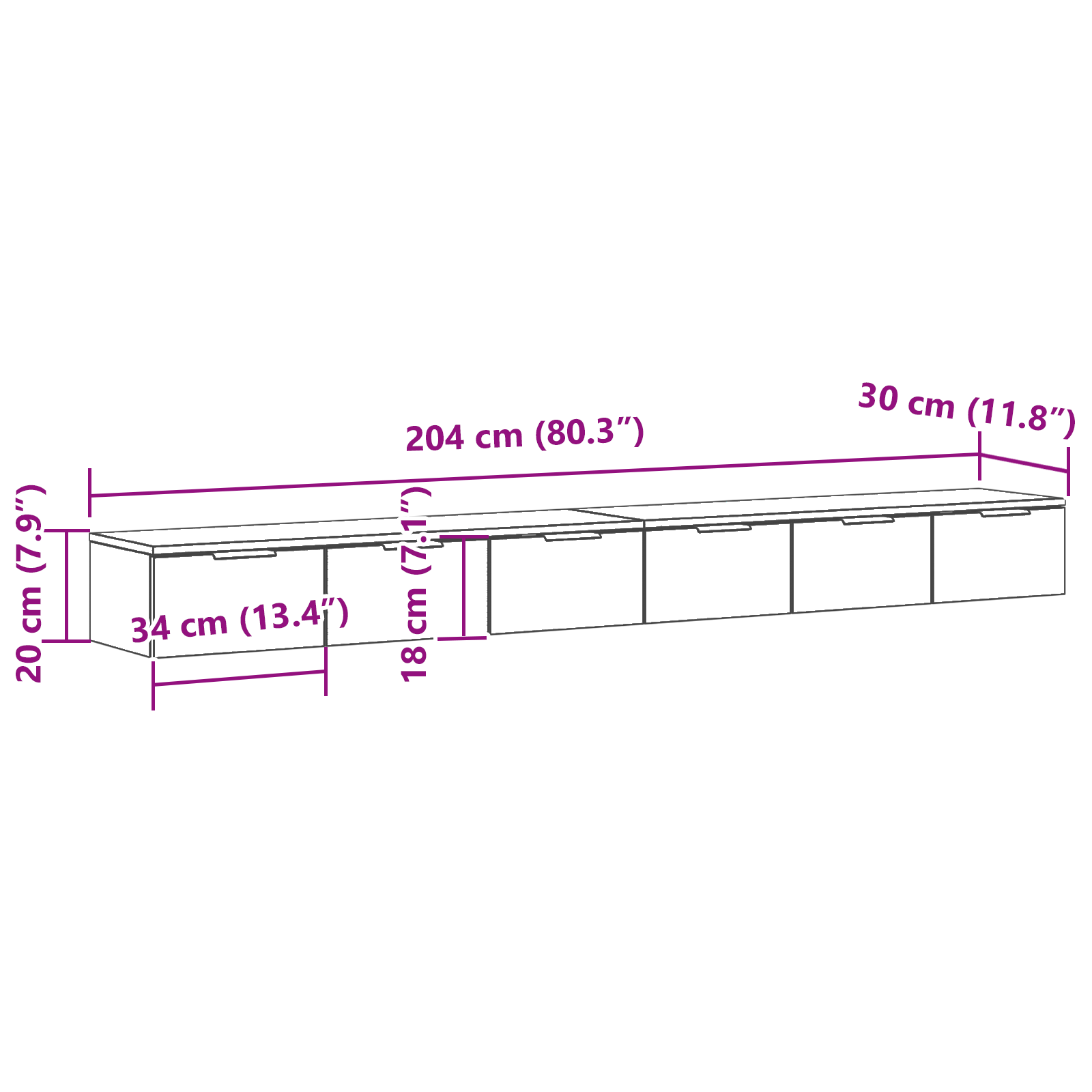 Wall Cabinets 2 pcs Black Oak 102x30x20 cm Engineered Wood - Image 11