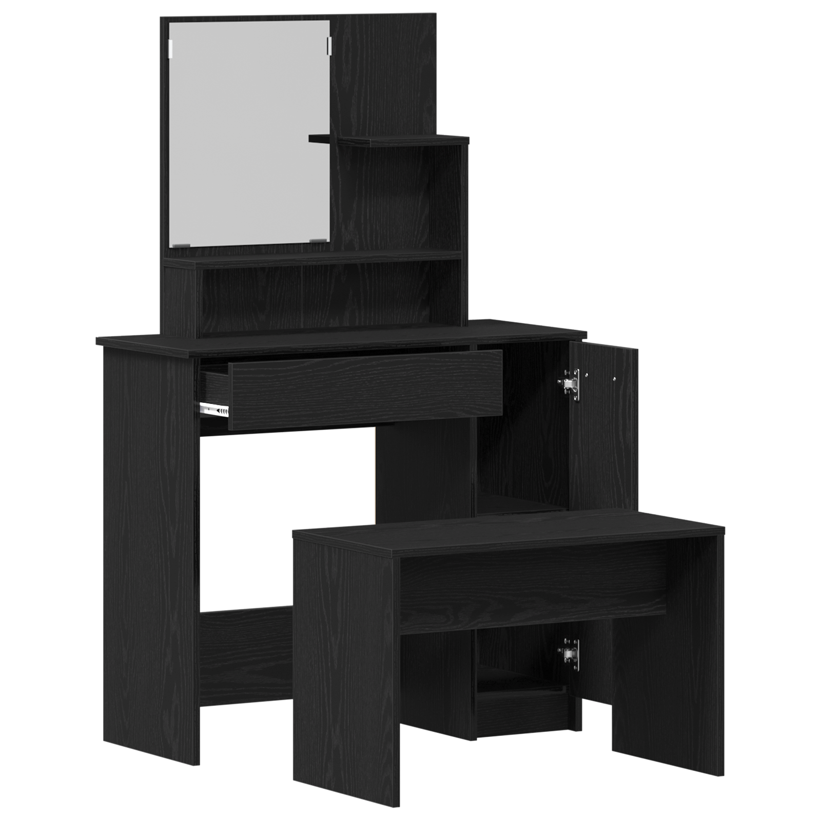 Dressing Table Set Black Oak Engineered Wood - Image 5