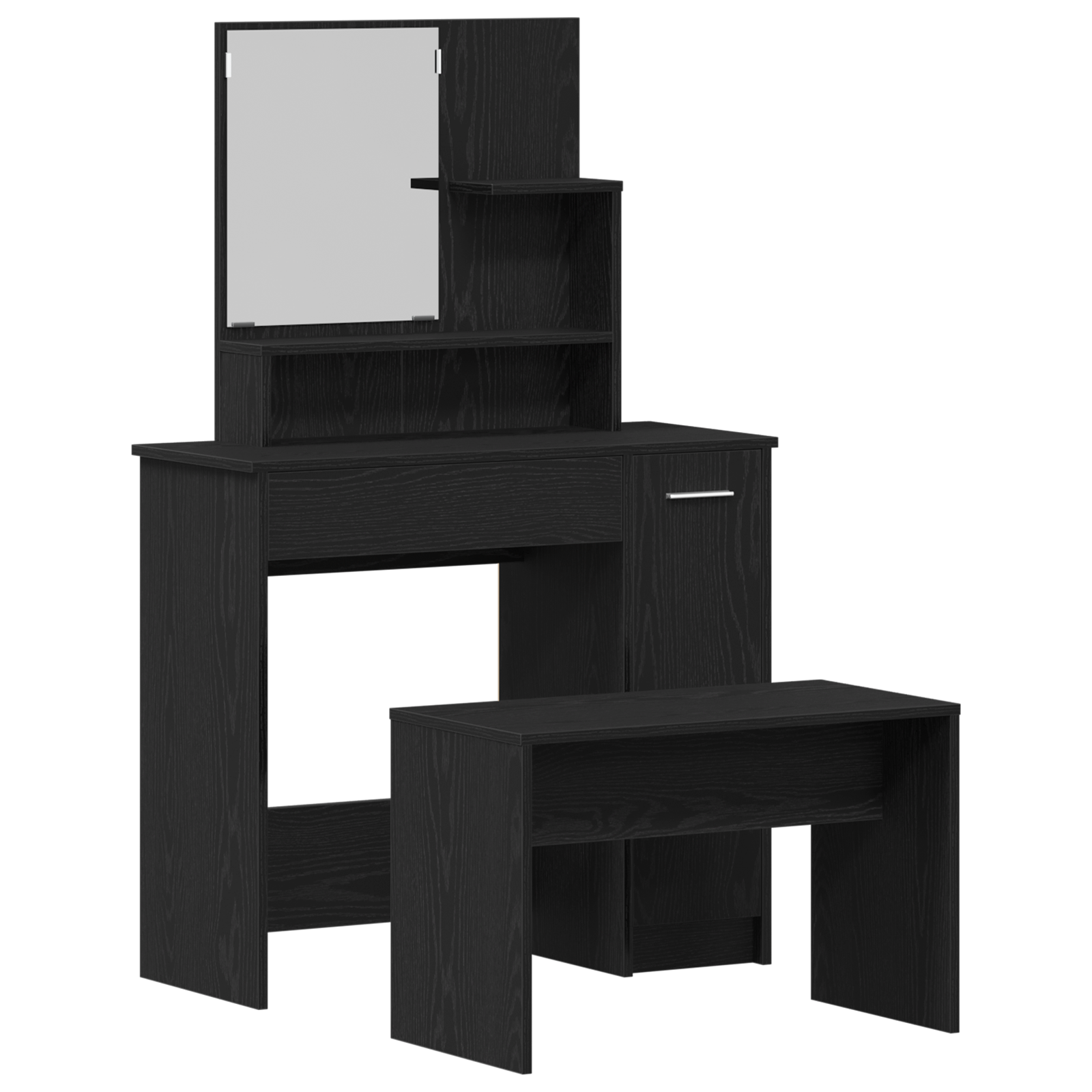 Dressing Table Set Black Oak Engineered Wood - Image 2