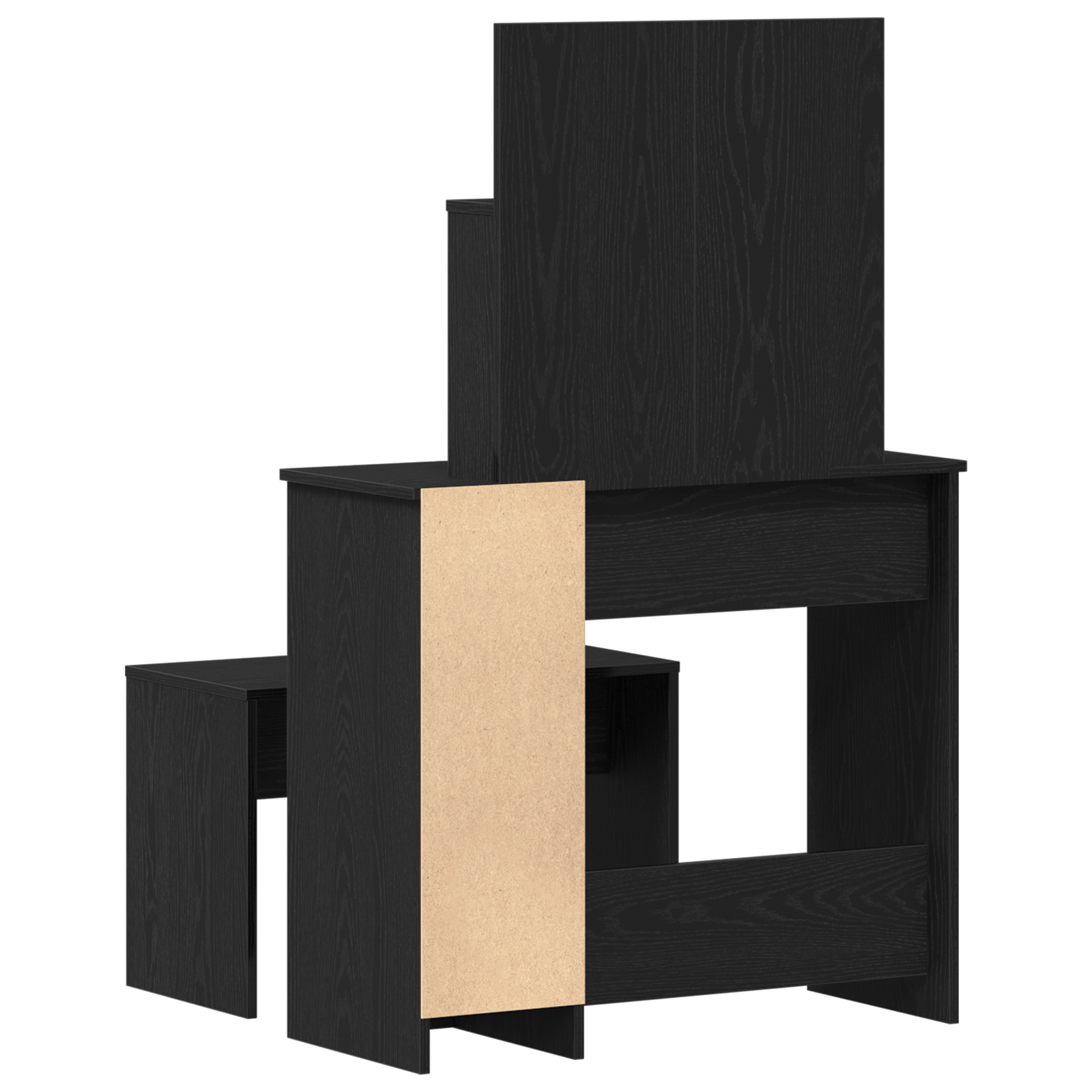 Dressing Table Set Black Oak Engineered Wood - Image 10